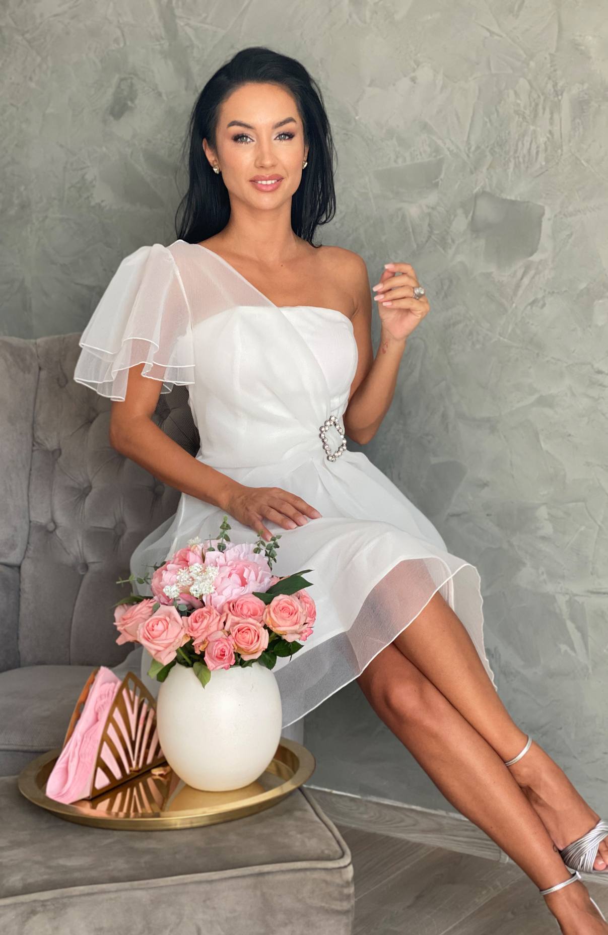 Rochie alba cununie civila baby doll 8