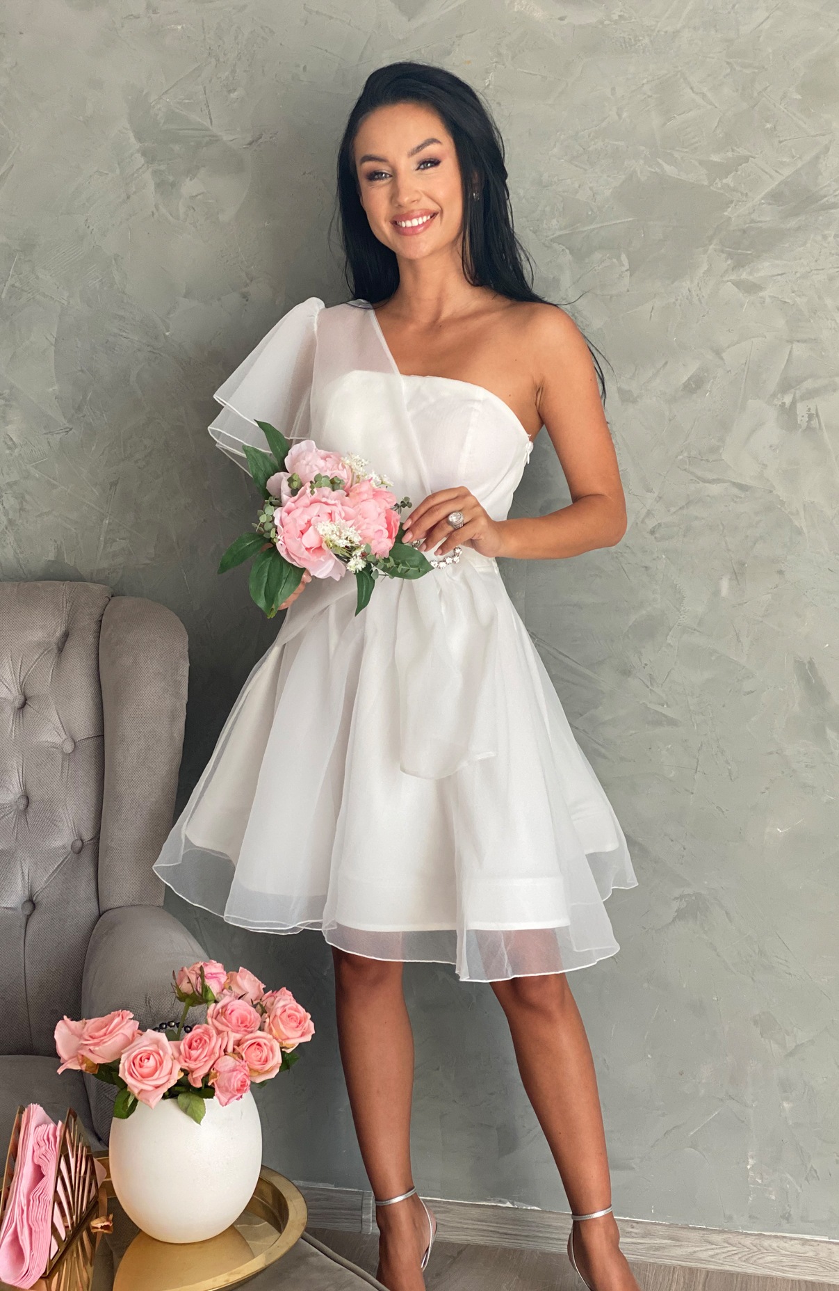 Rochie alba cununie civila baby doll