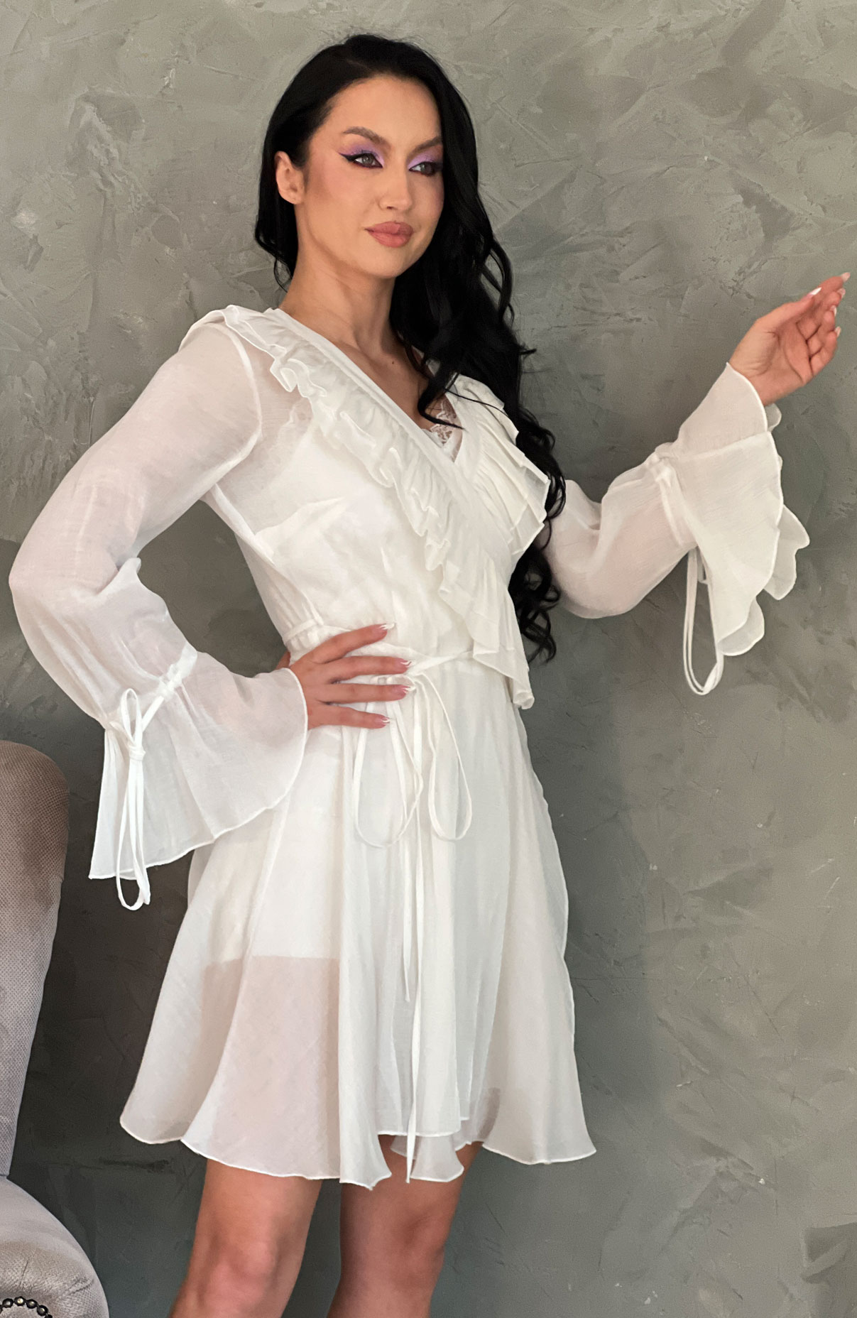 Rochie cununie alba scurta din organza 3