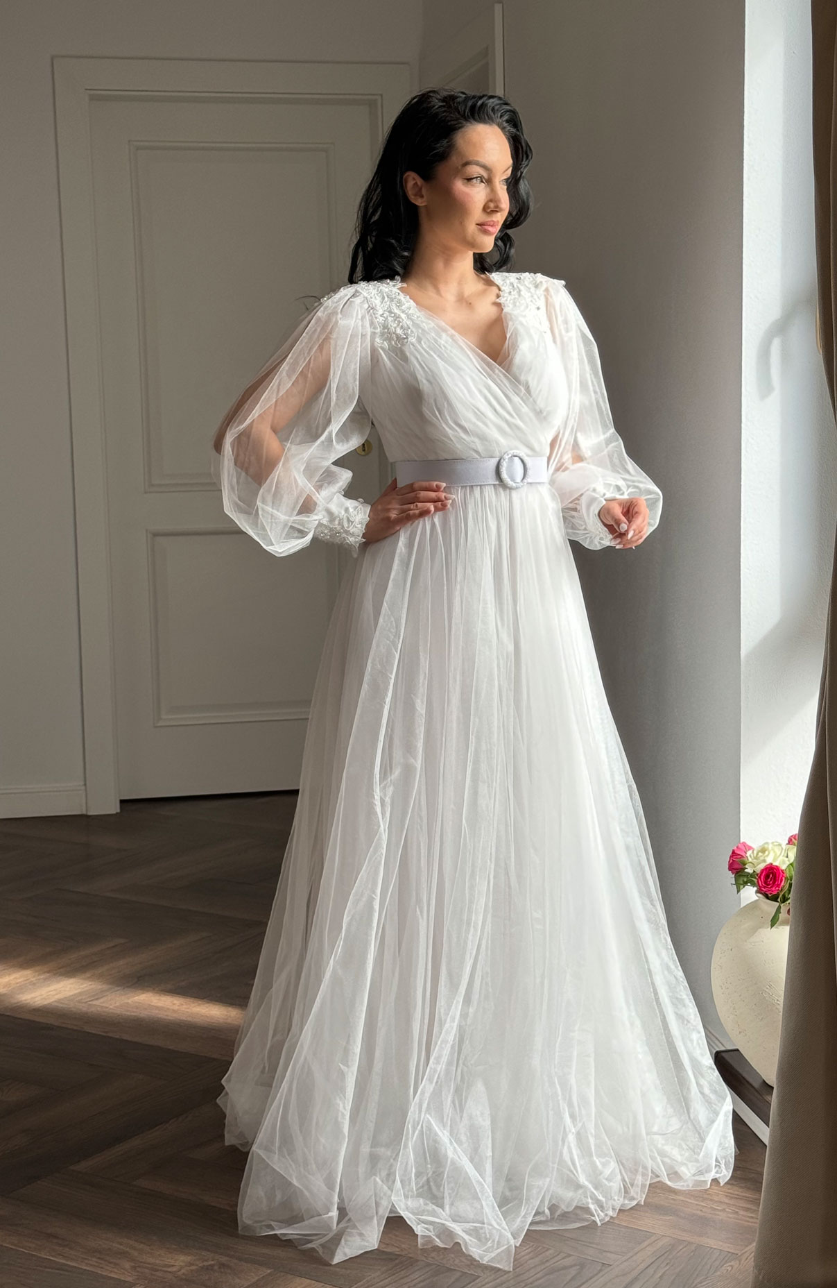 Rochie de mireasa lunga din tulle 5