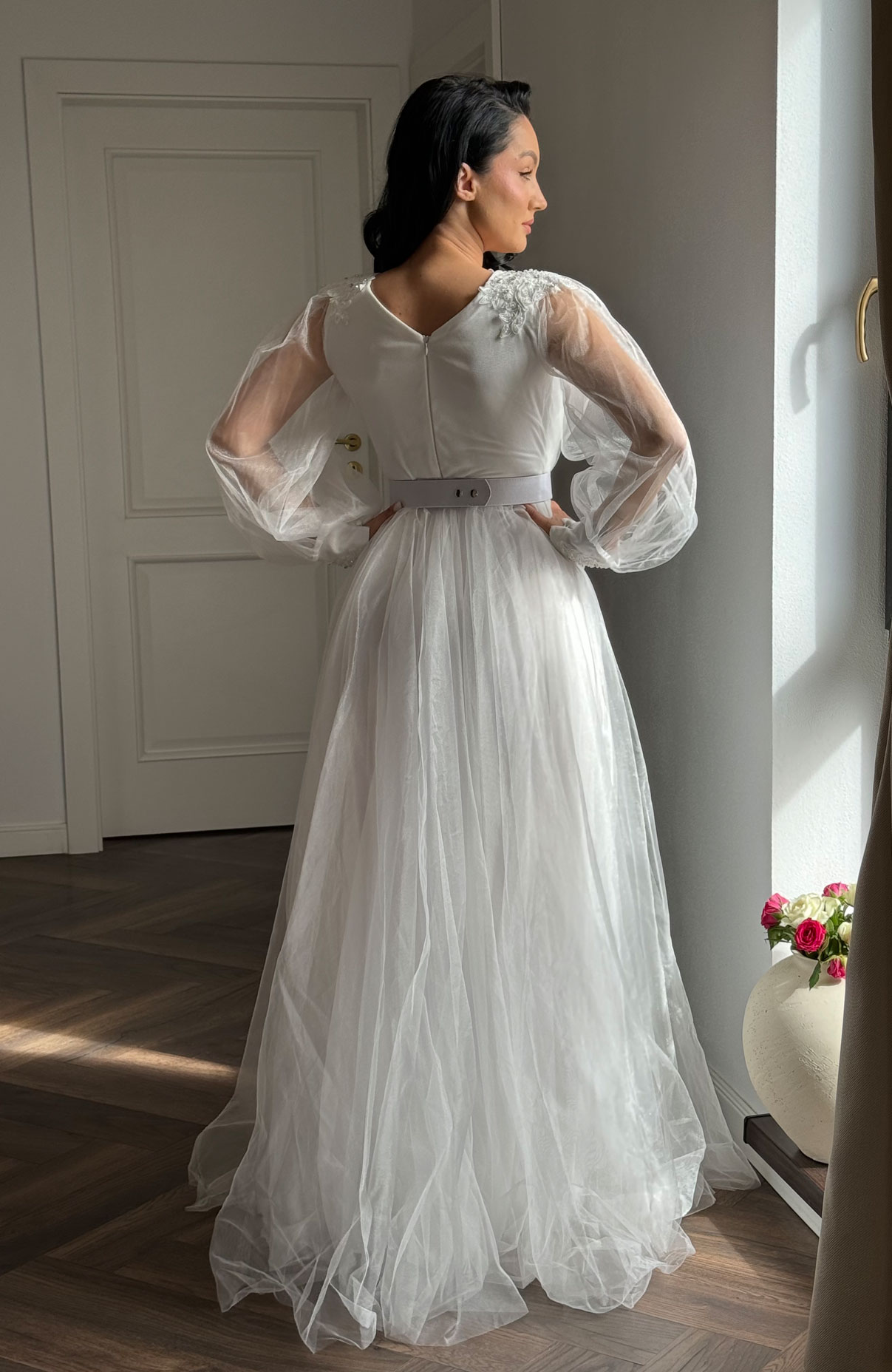 Rochie de mireasa lunga din tulle 7