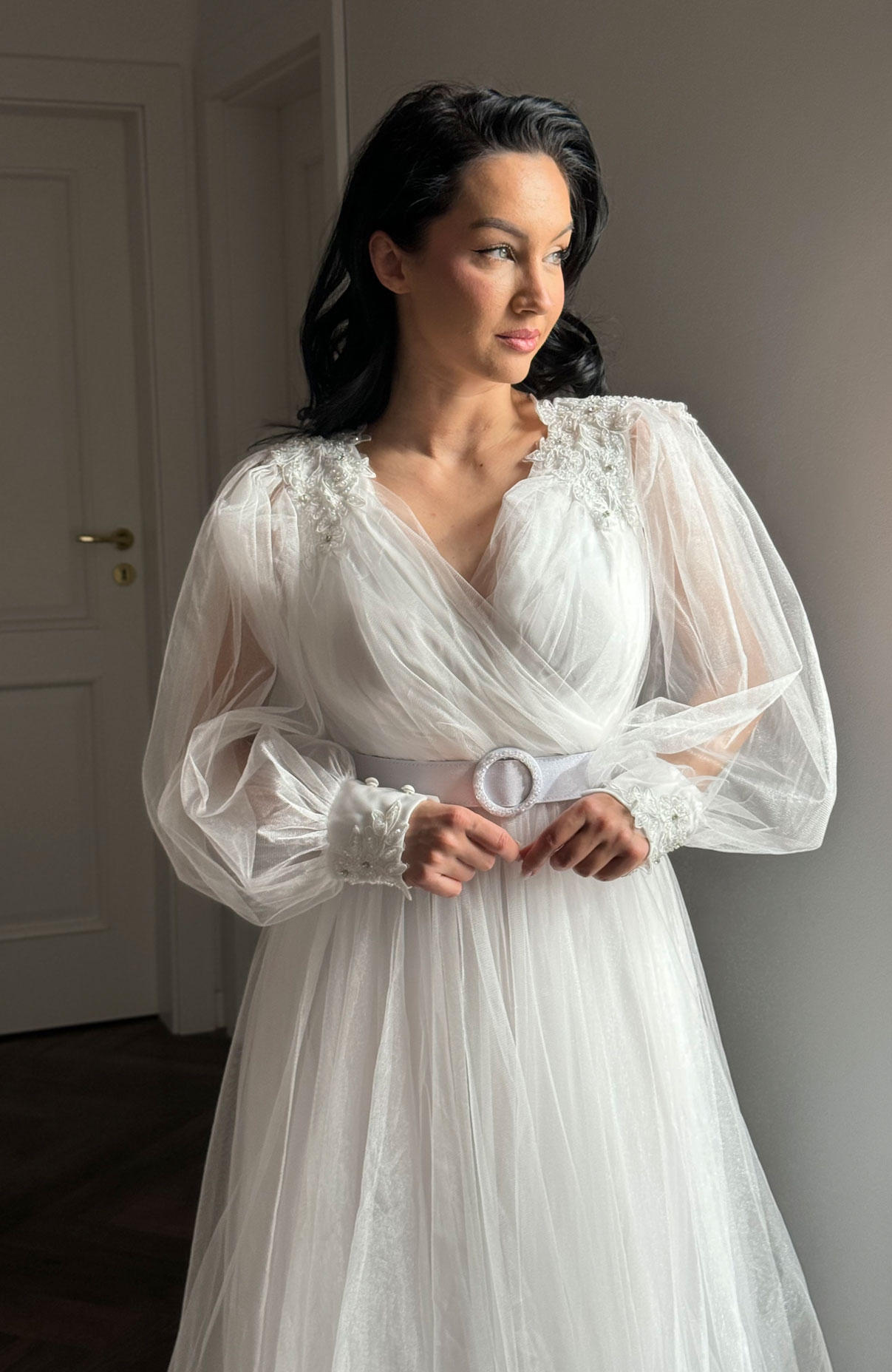 Rochie de mireasa lunga din tulle 9