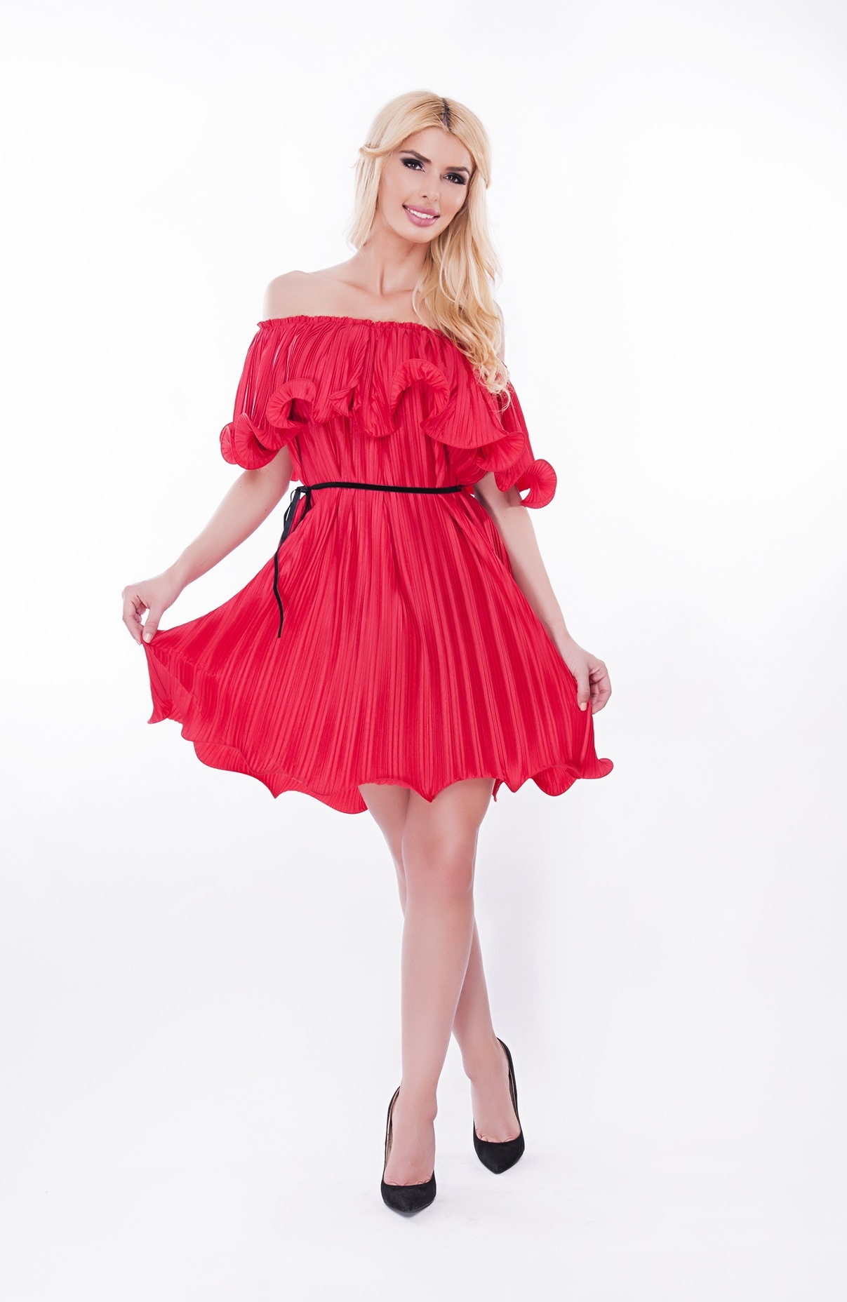 Rochie rosie eleganta Katy