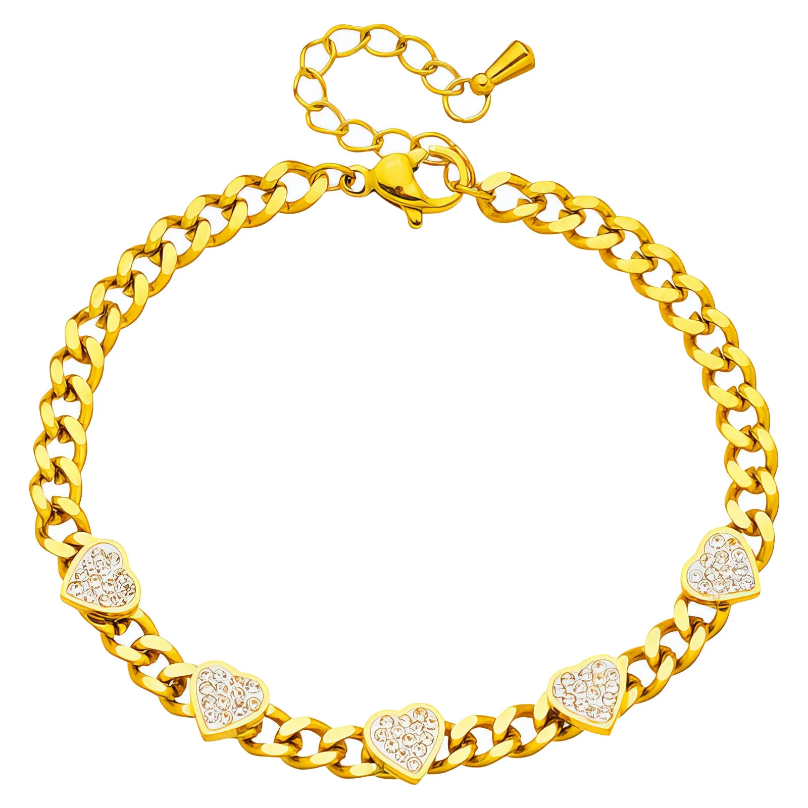 Bratara Hearts otel inoxidabil placat cu aur 18K