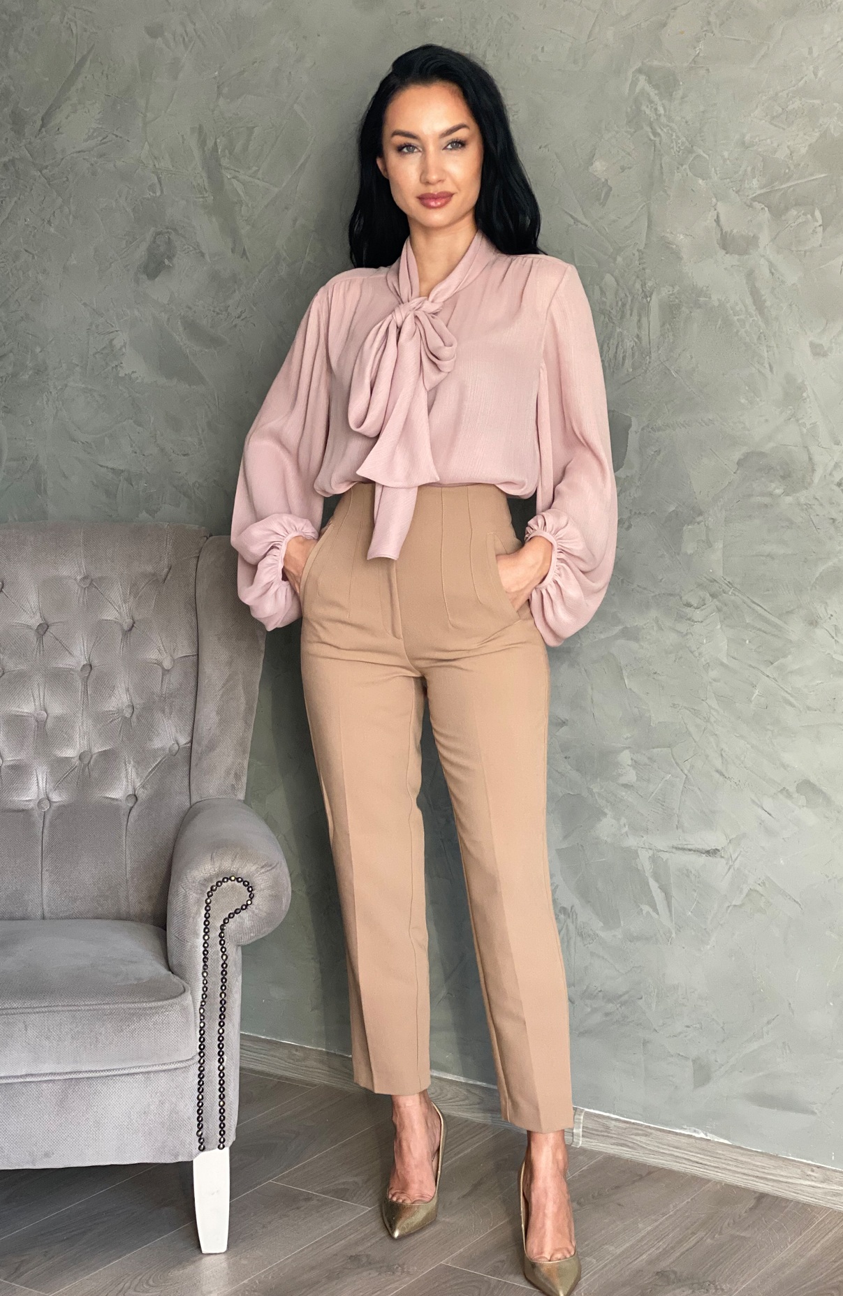 Camasa dama eleganta roz pudrat 2