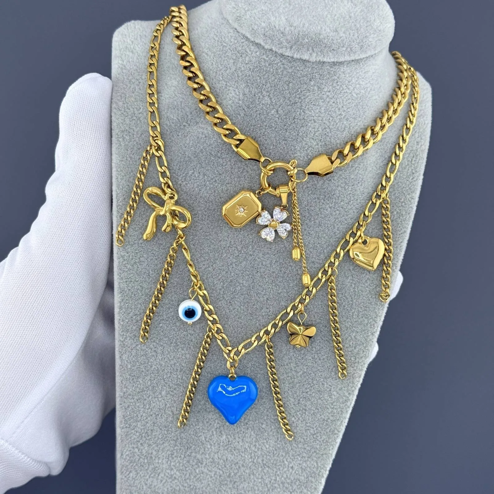 Colier cu charmuri placat cu aur 18K 3