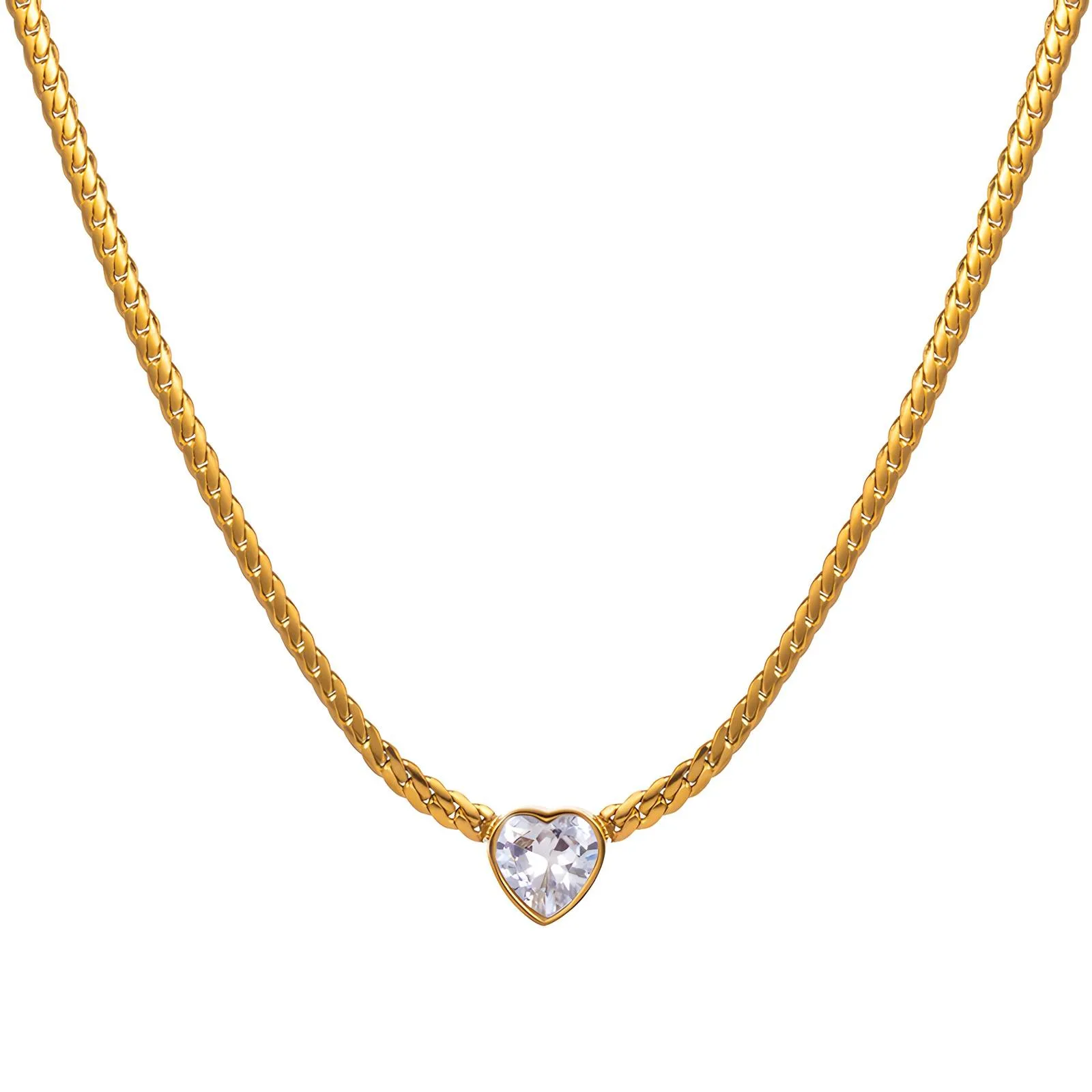 Colier Heart cu piatra zirconiu placat cu aur de 18K