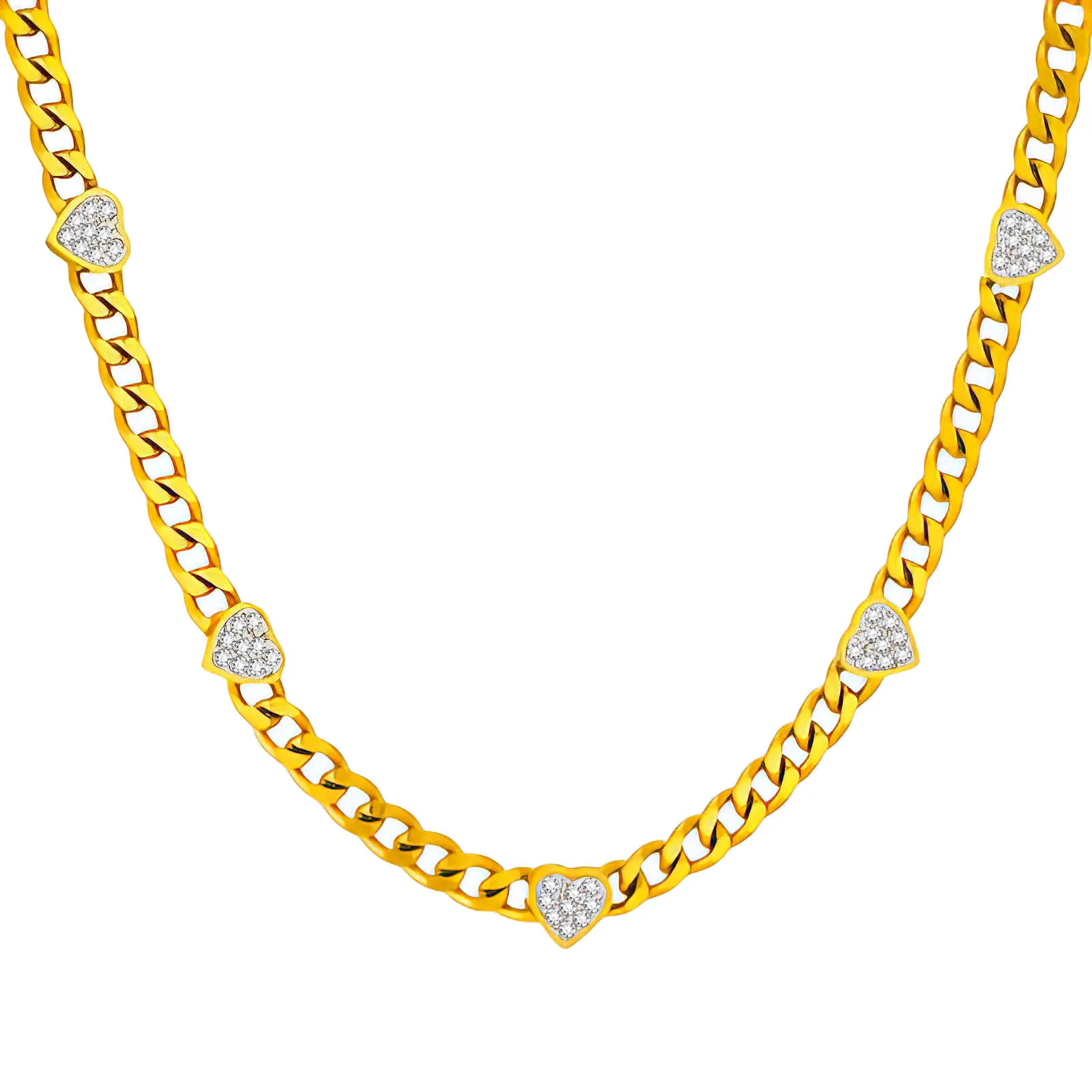 Colier Hearts otel inoxidabil placat cu aur 18K
