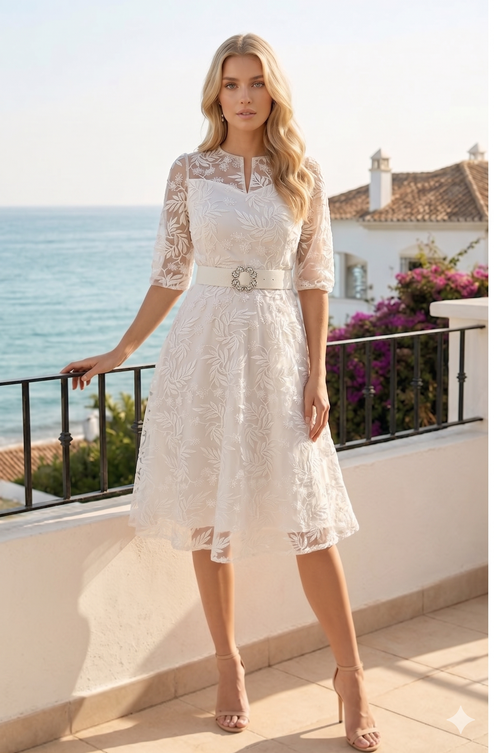 Rochie alba cununie cu curea