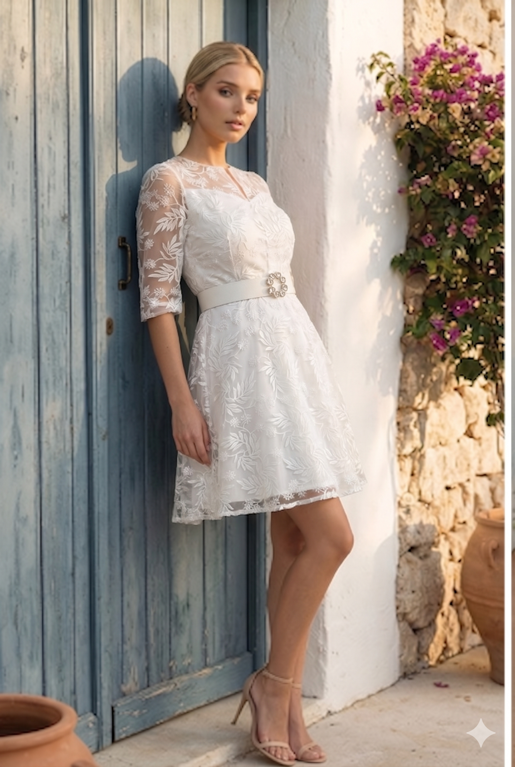 Rochie alba cununie cu curea 2