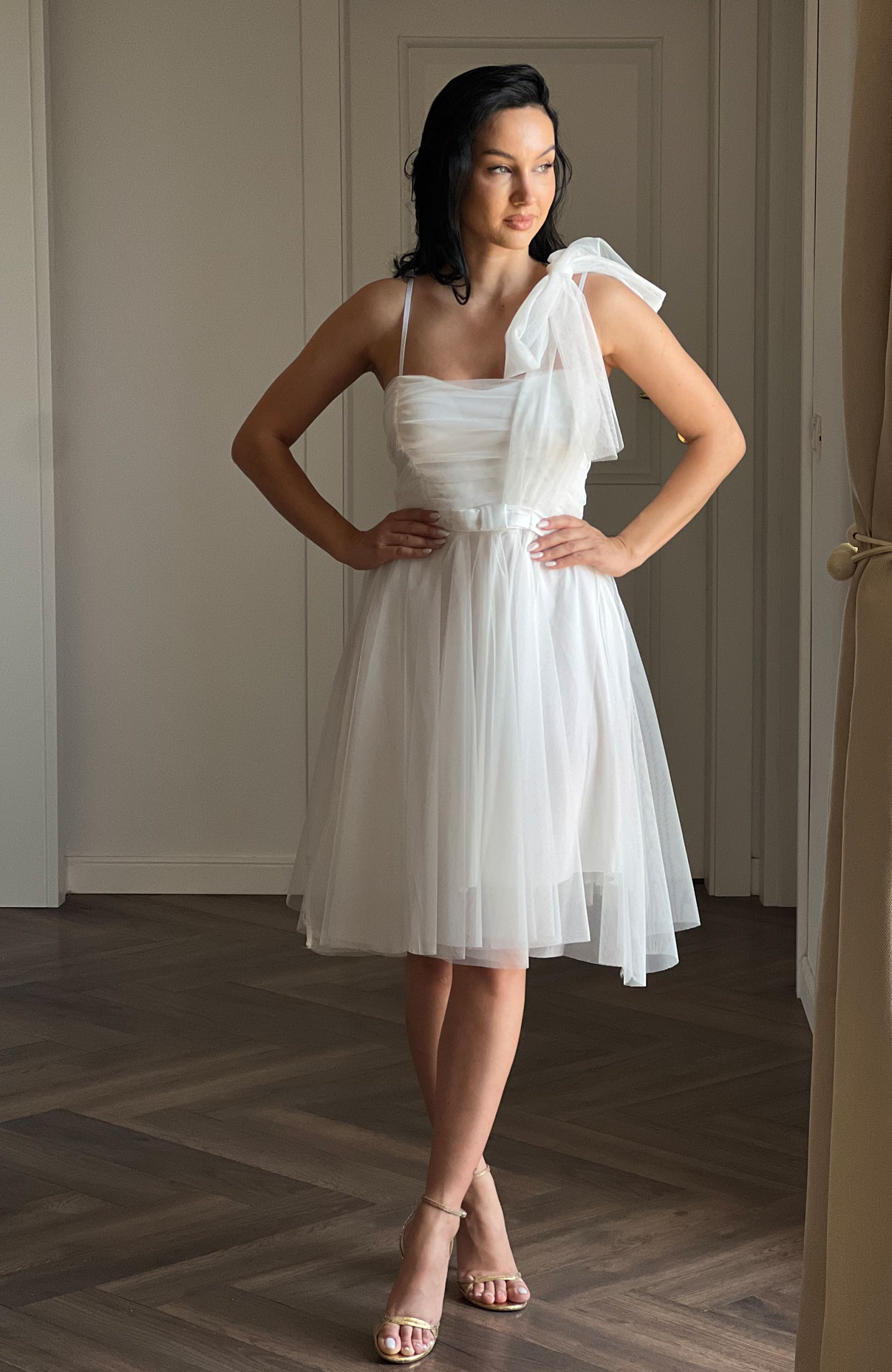Rochie alba de cununie din tulle