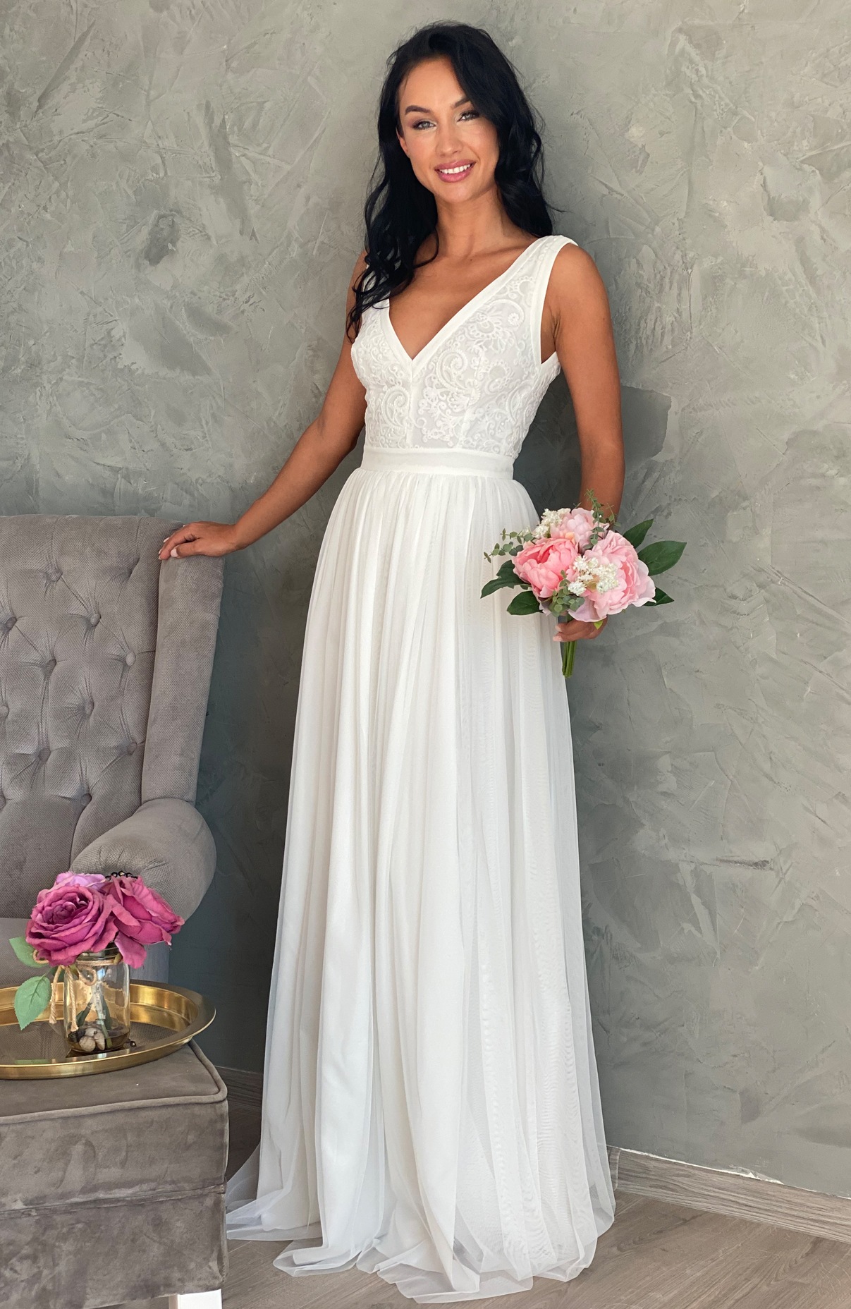 Rochie alba lunga de cununie 3