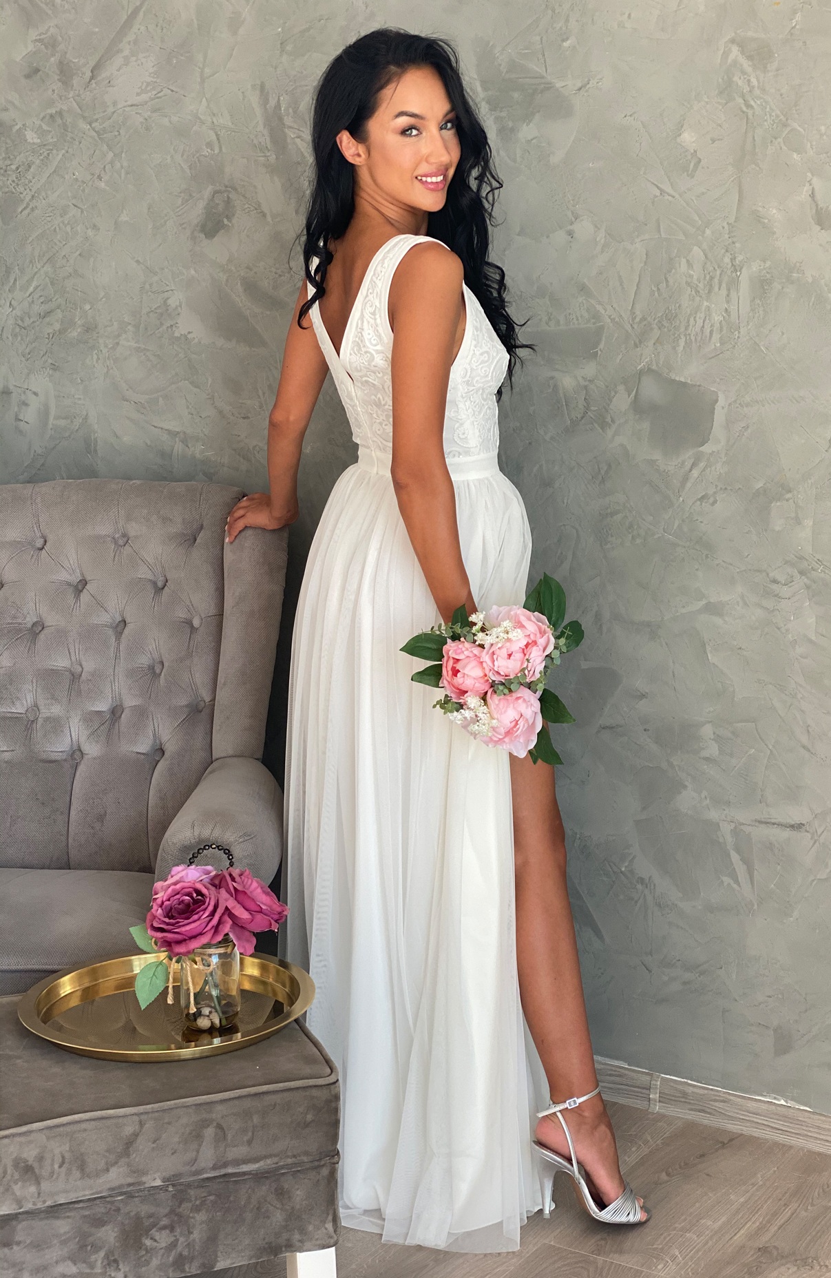 Rochie alba lunga de cununie 6