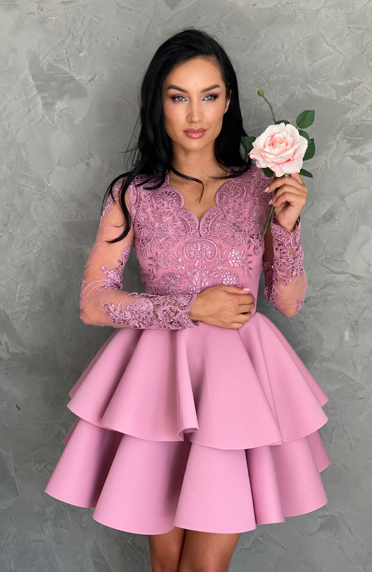 Rochie babydoll eleganta roz 2