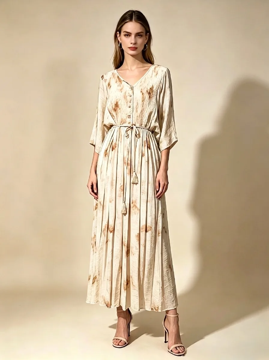Rochie bumbac vara lejera crem 3