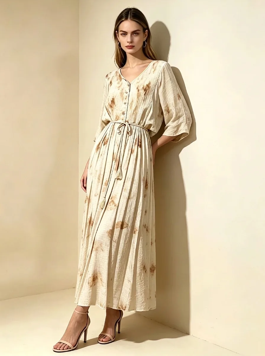 Rochie bumbac vara lejera crem