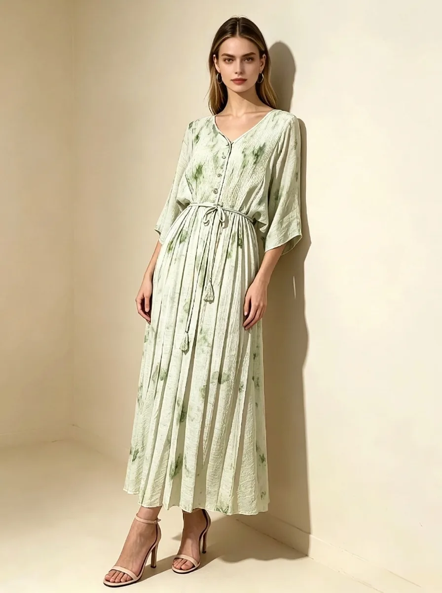 Rochie bumbac vara verde menta