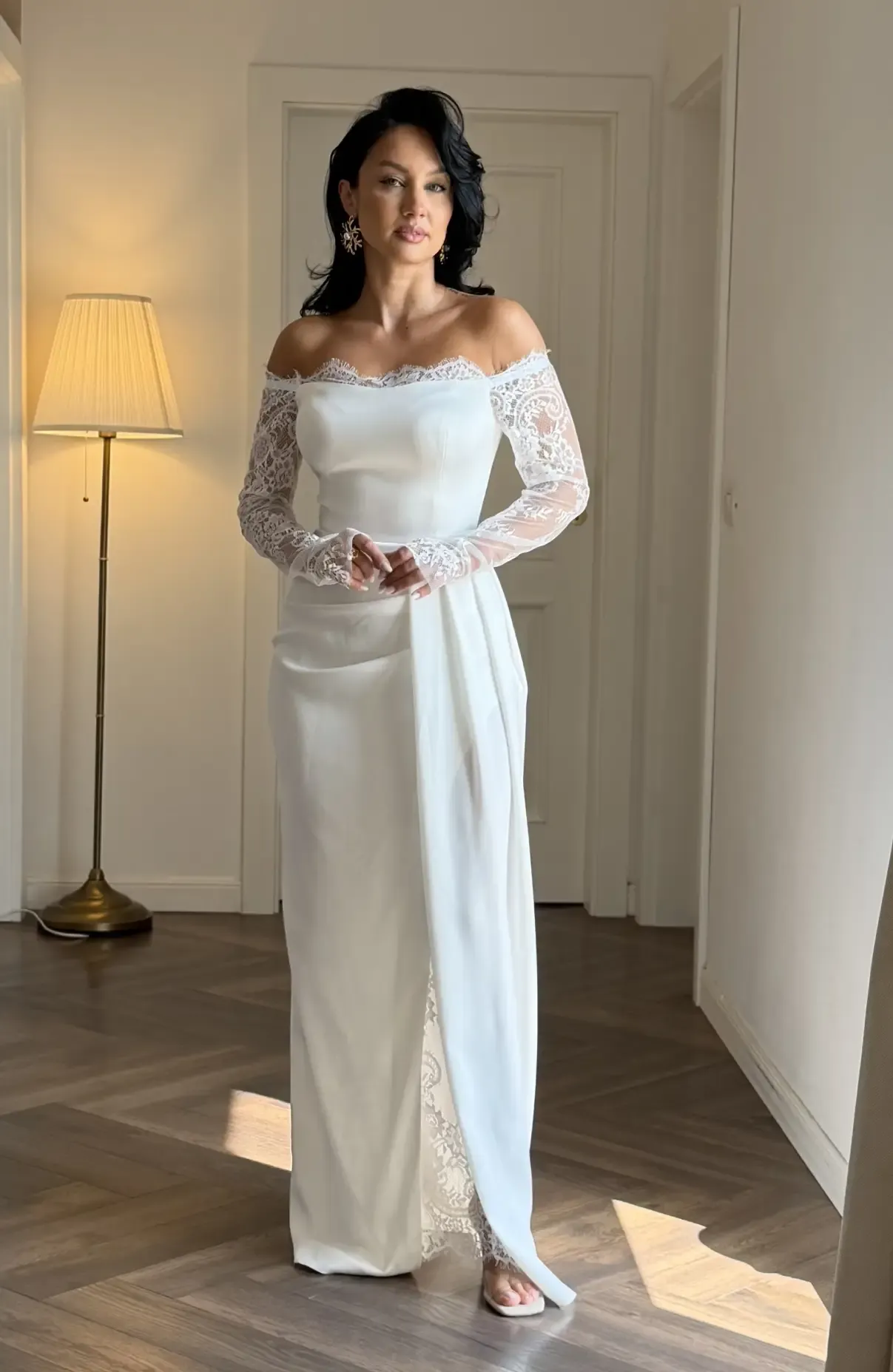 Rochie cununie alba cu crapatura