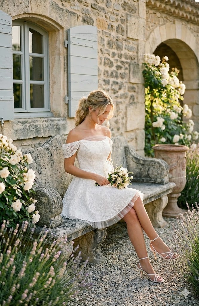 Rochie cununie alba cu umerii goi 3
