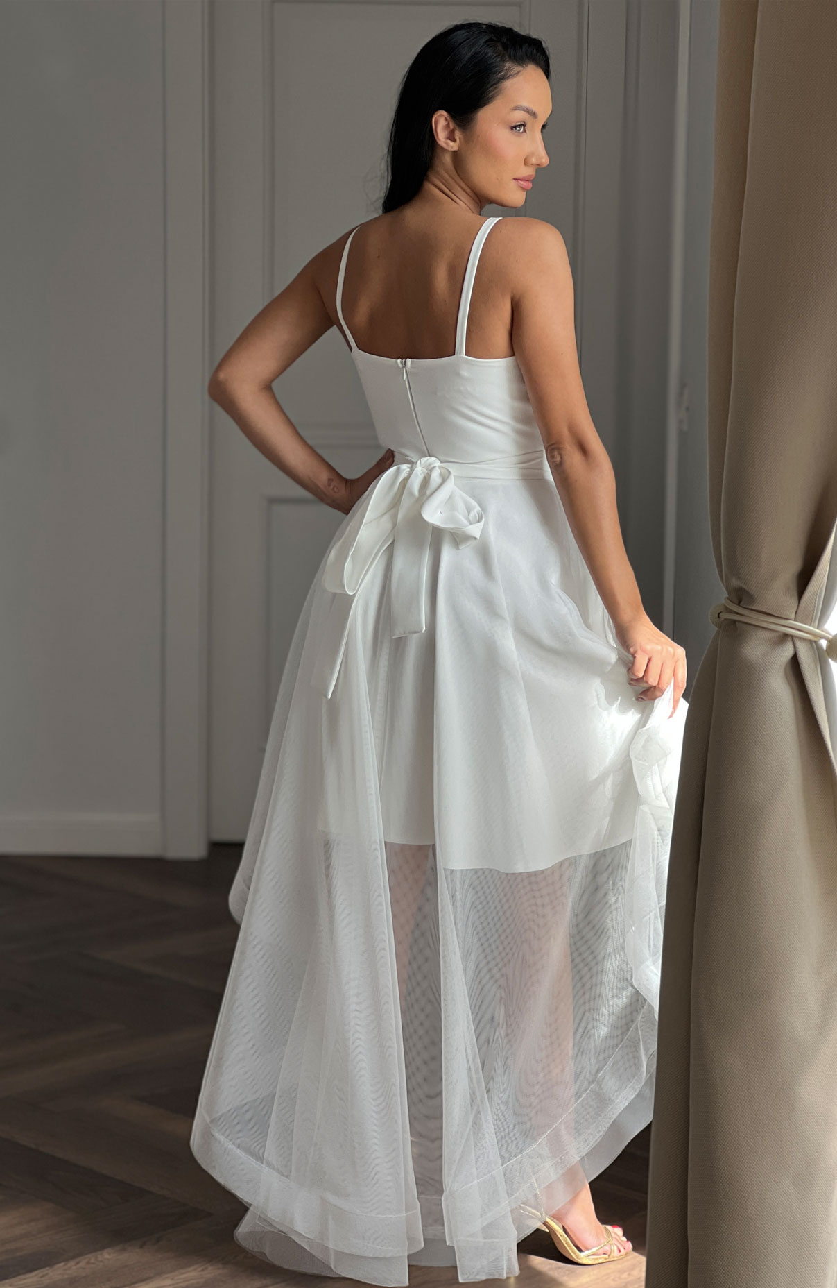 Rochie cununie civila alba cu trena 6