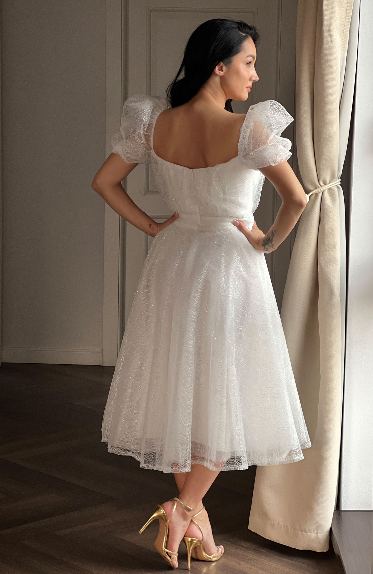 Rochie cununie civila alba din tulle 7
