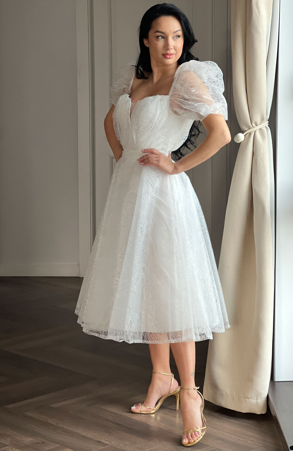 Rochie cununie civila alba din tulle 5