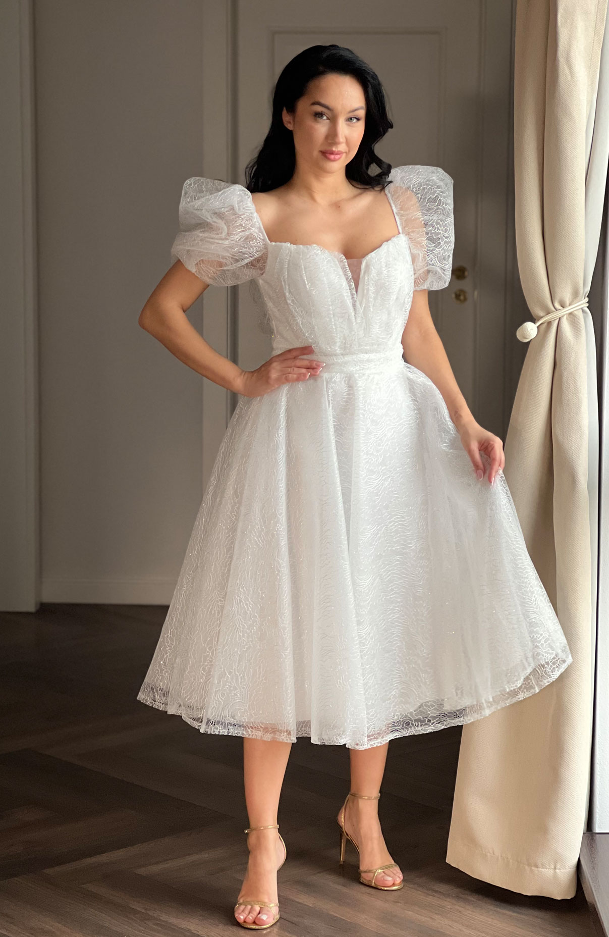Rochie cununie civila alba din tulle 3