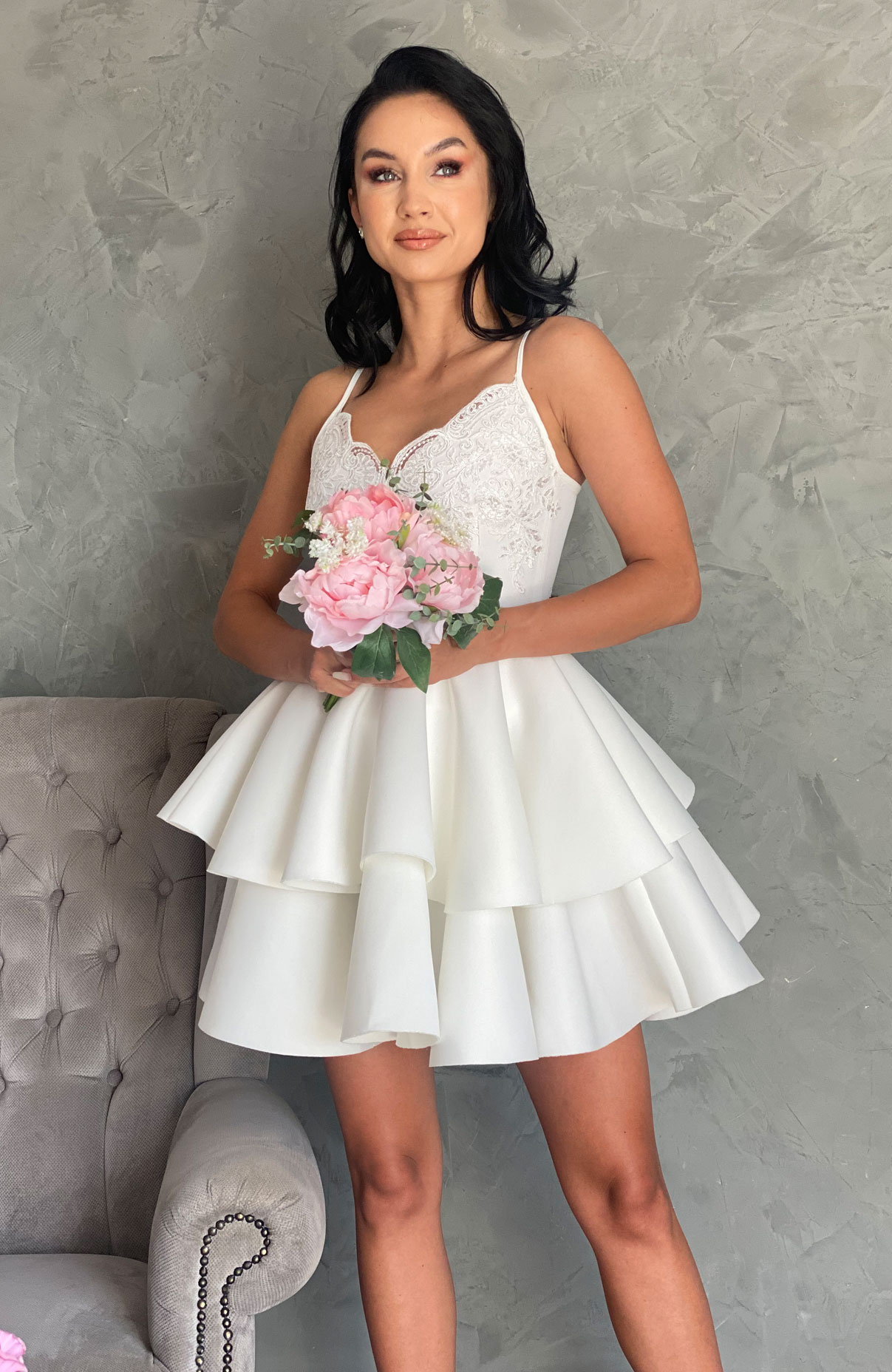 Rochie cununie civila alba scurta 4
