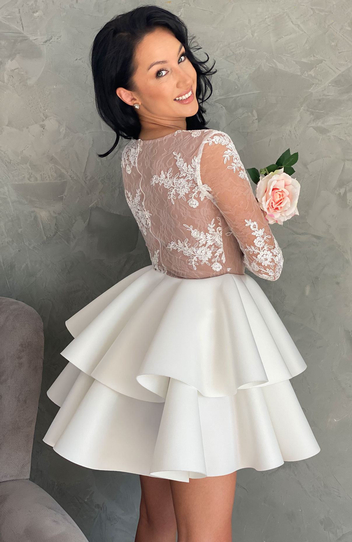 Rochie cununie civila eleganta cu dantela 4