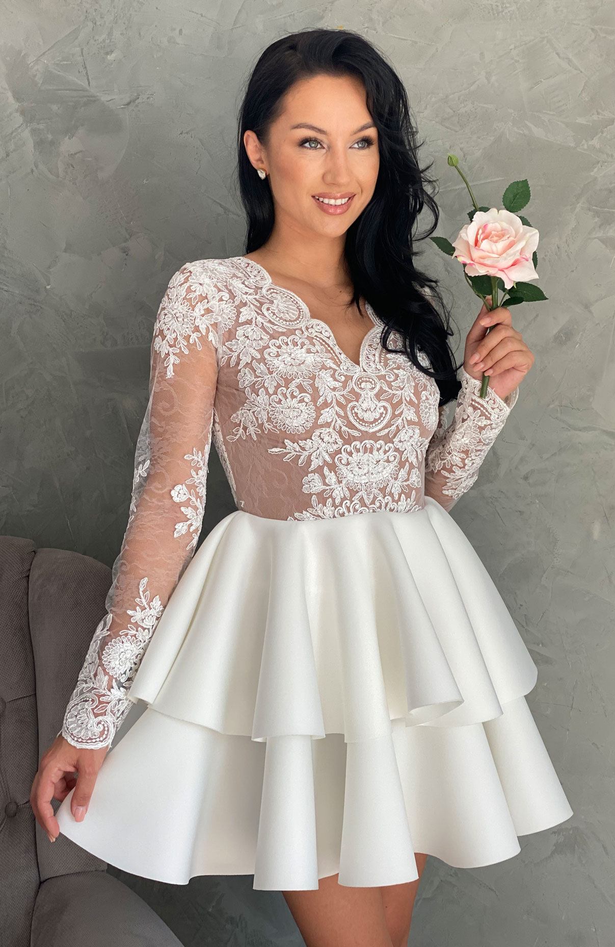Rochie cununie civila eleganta cu dantela