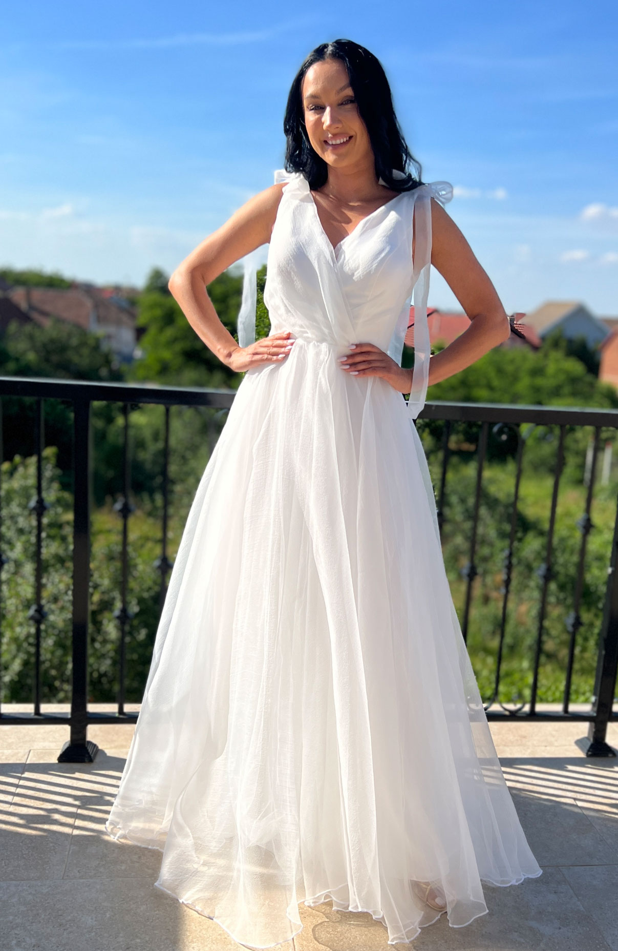 Rochie cununie civila lunga din tull 5