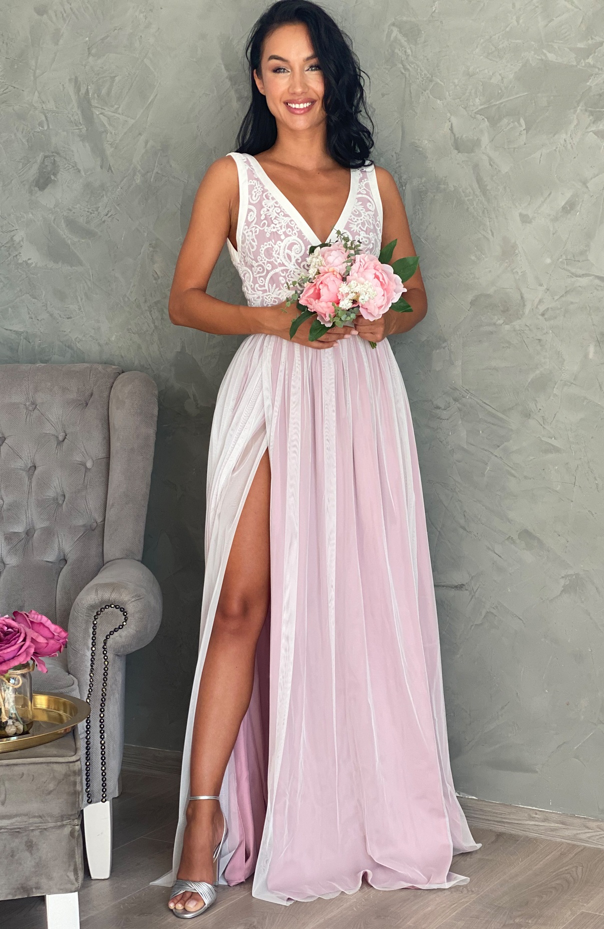 Rochie cununie civila lunga cu dantela 2