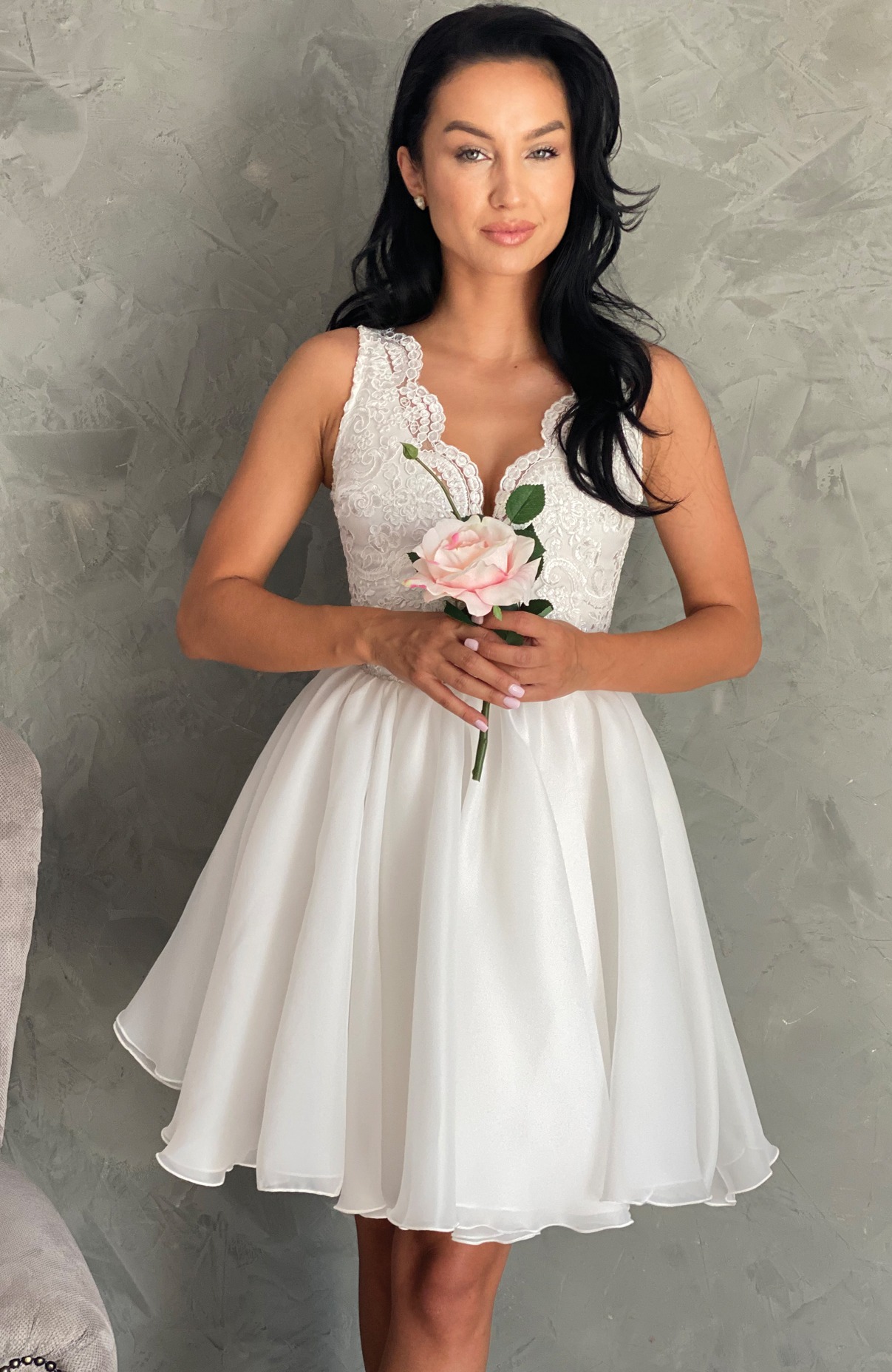 Rochie cununie civila midi alba 2