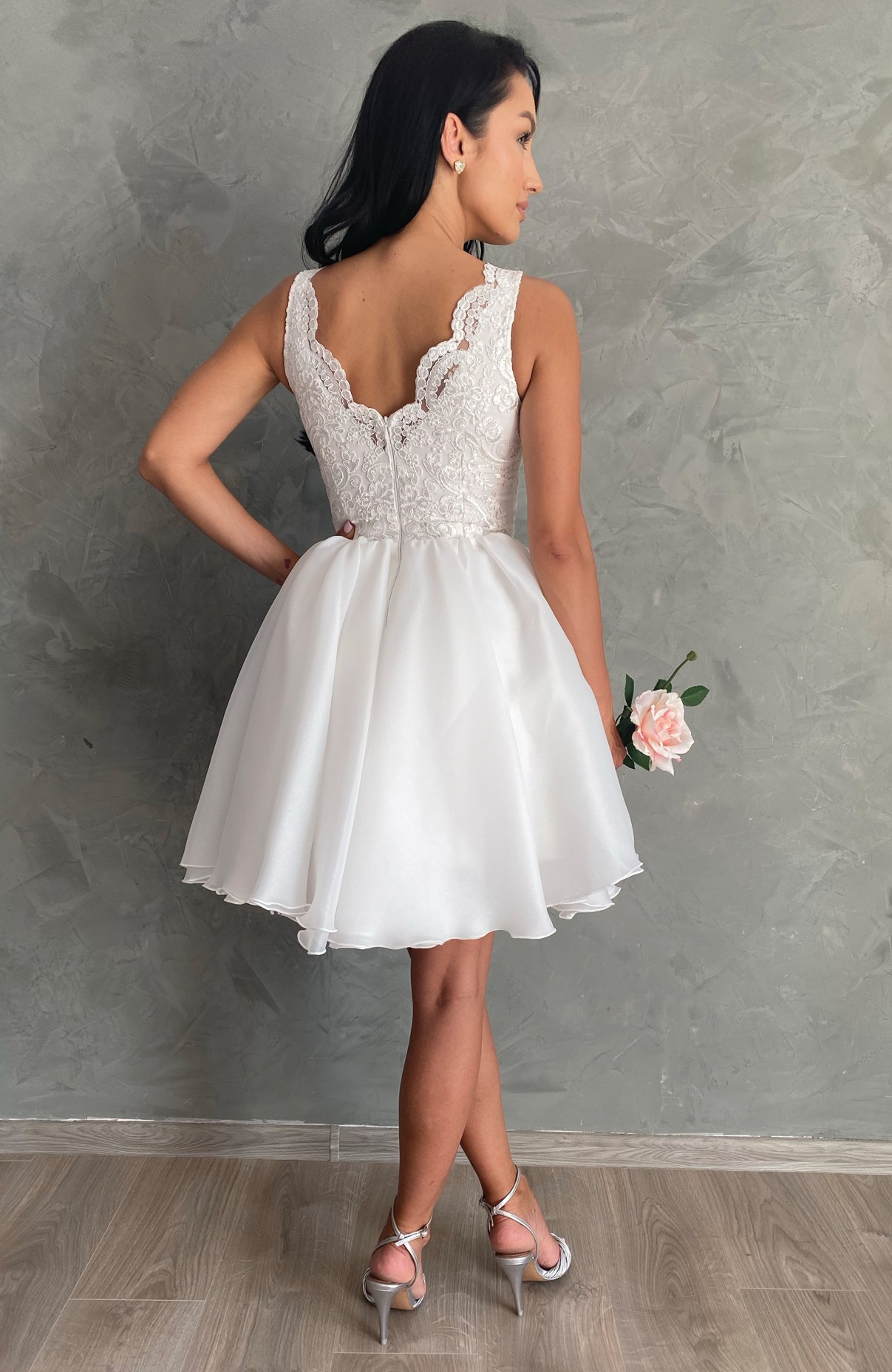 Rochie cununie civila midi alba 6