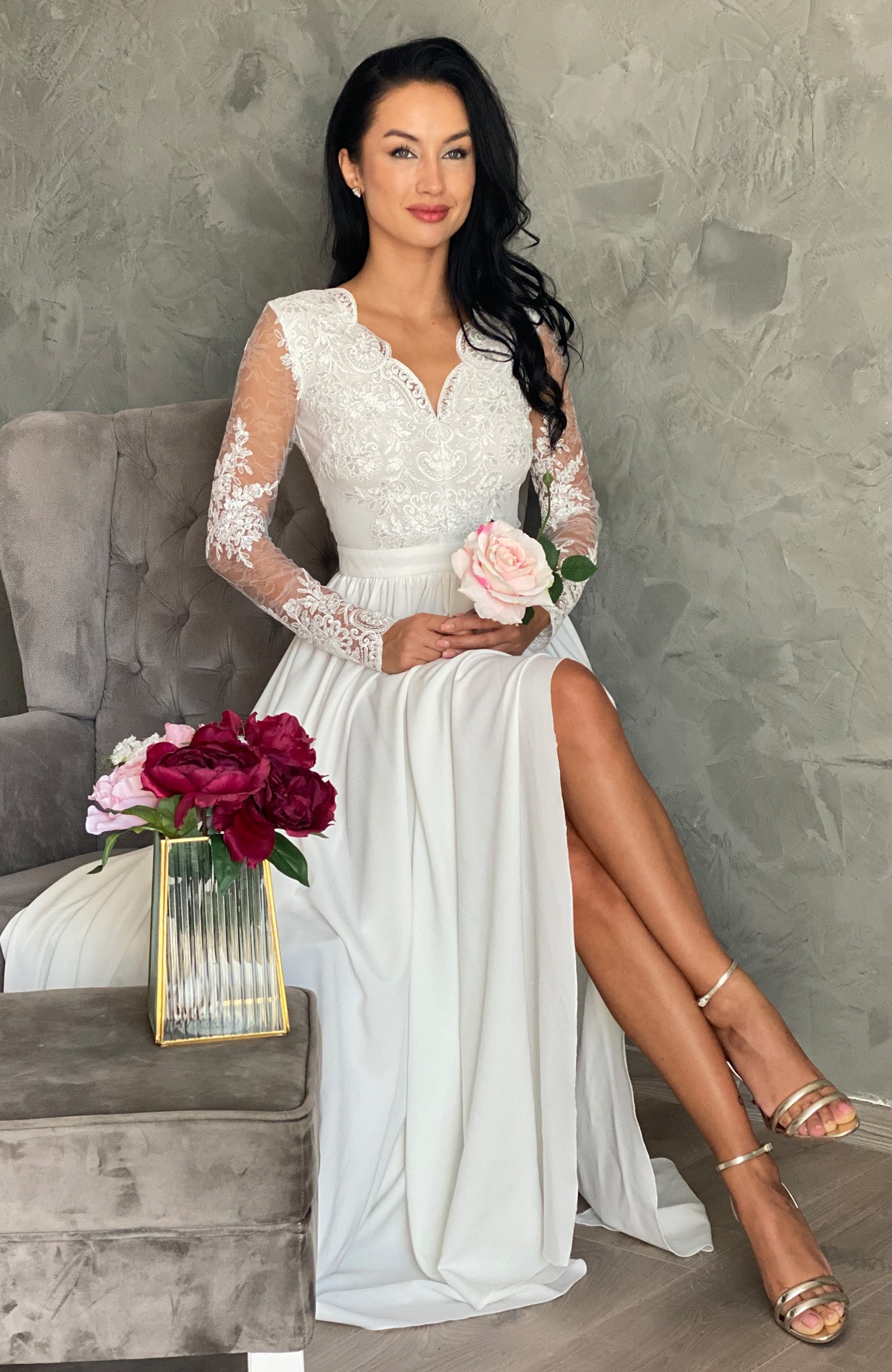 Rochie cununie dantela alba 4