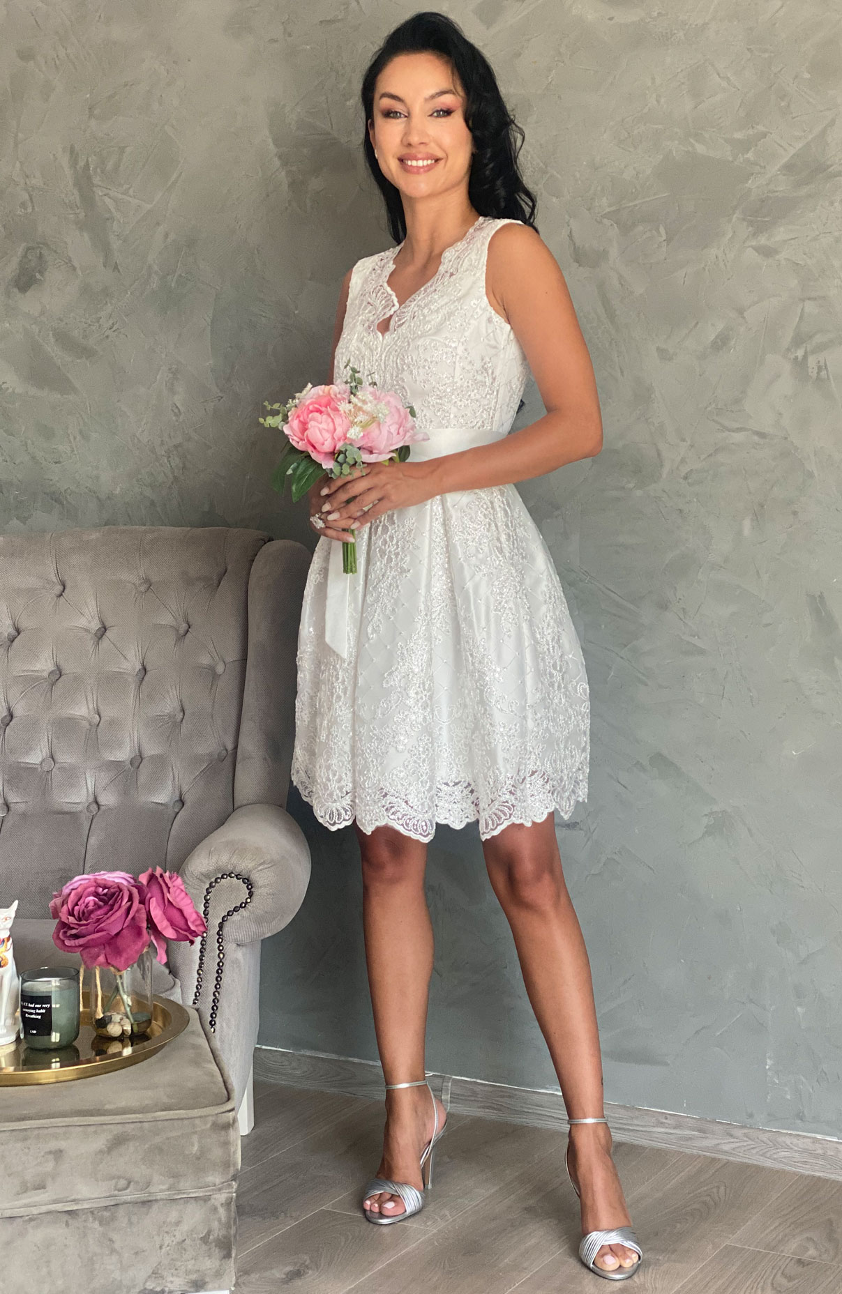 Rochie de cununie alba baby doll 5