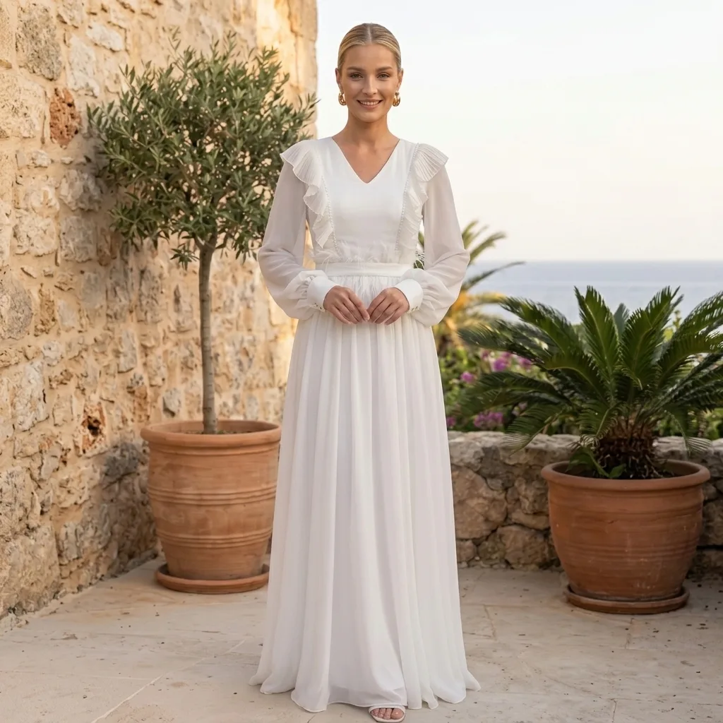 Rochie de cununie alba cu aplicatii pene