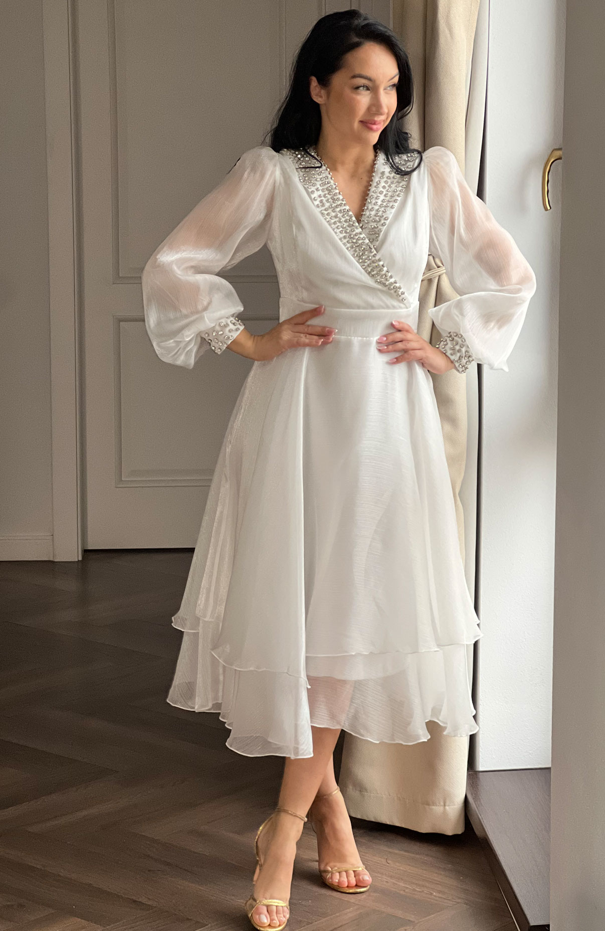 Rochie de cununie alba cu decolteu