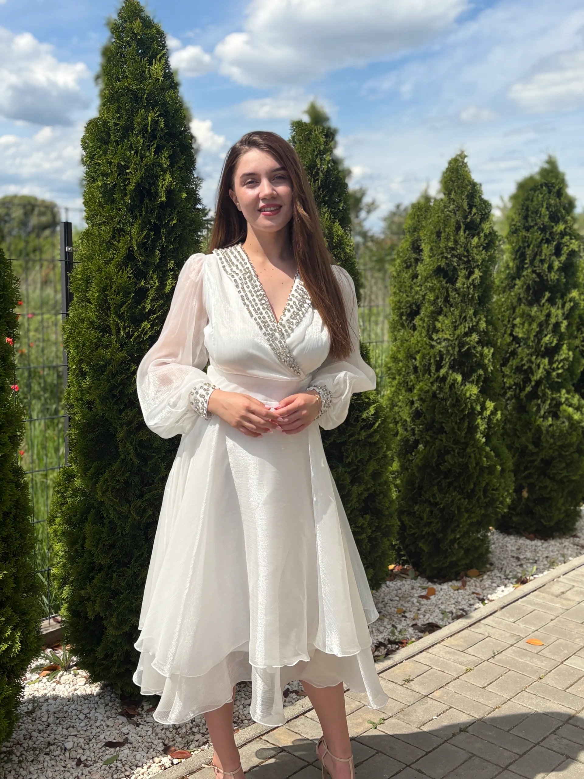 Rochie de cununie alba cu decolteu
