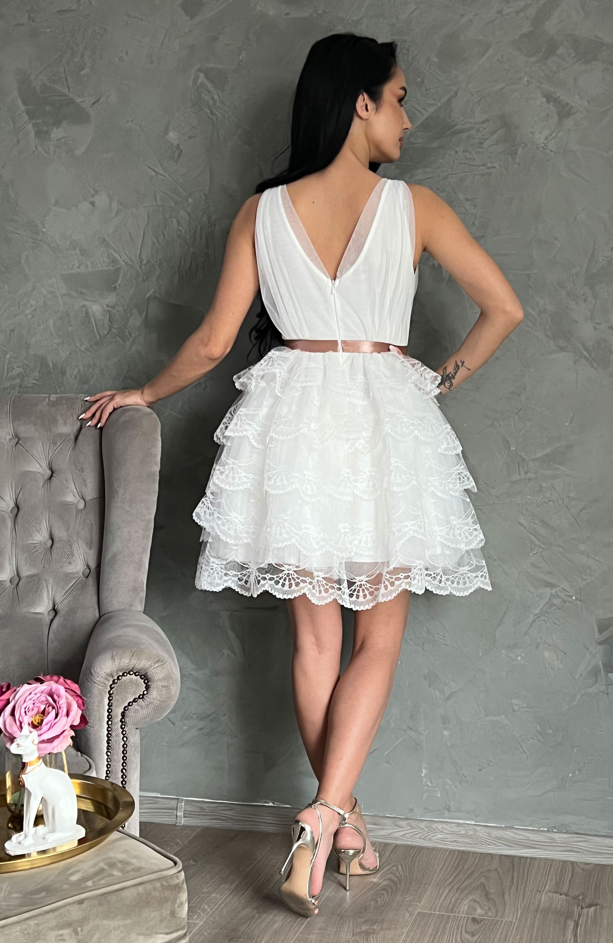 Rochie de cununie alba cu volane 4