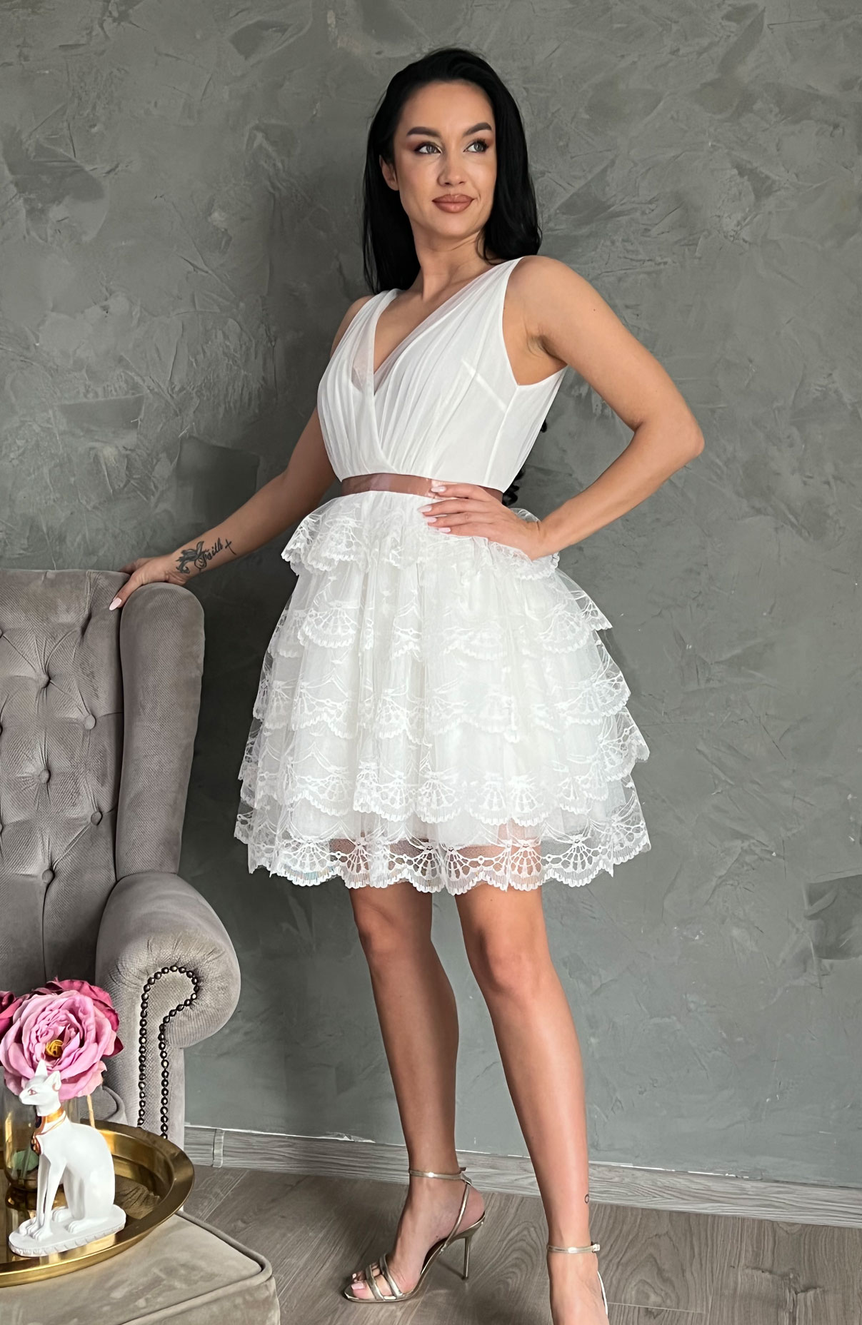 Rochie de cununie alba cu volane 5