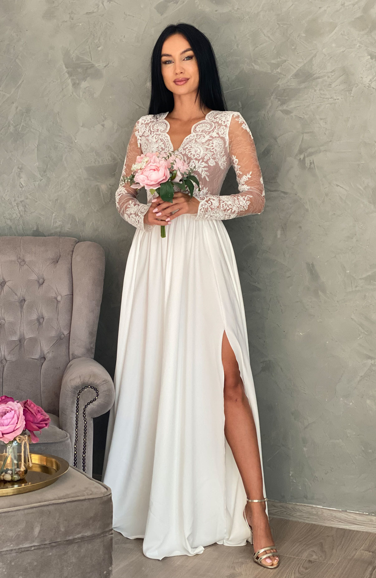 Rochie de cununie alba lunga