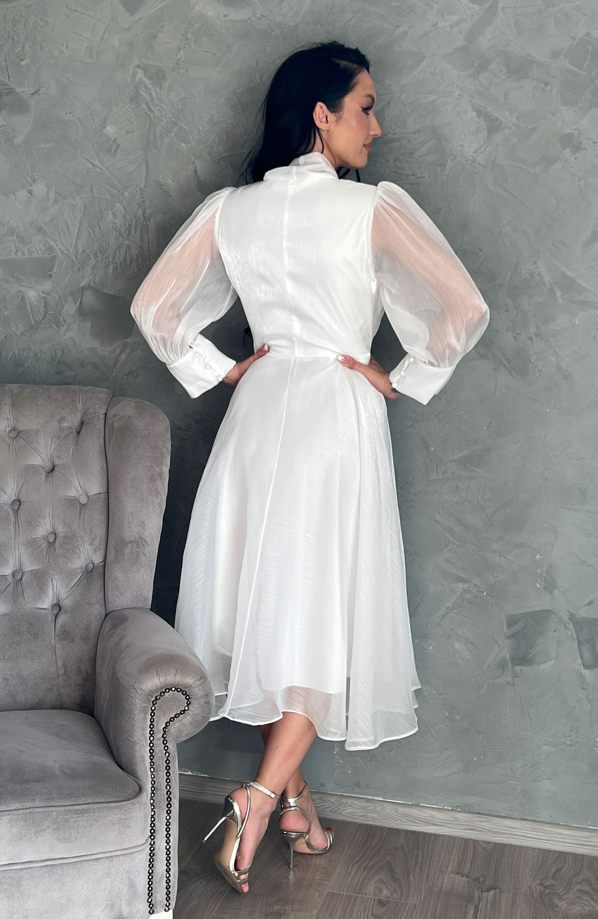 Rochie de cununie civila alba vaporoasa 9