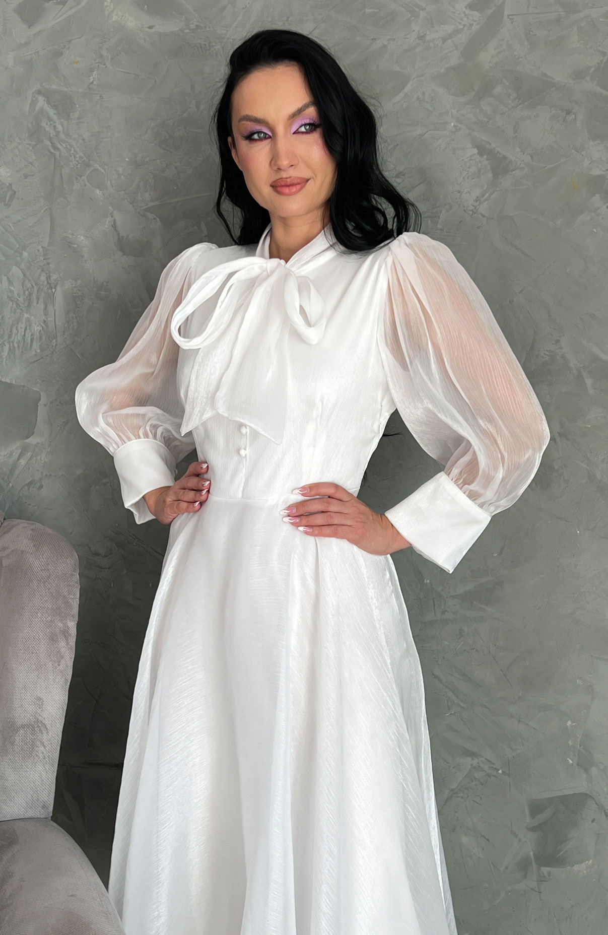 Rochie de cununie civila alba vaporoasa 6