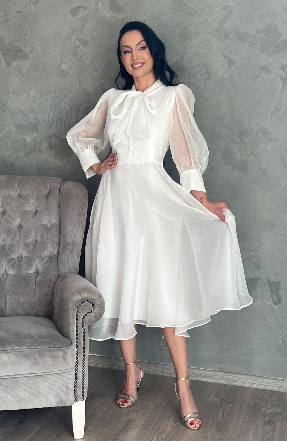Rochie de cununie civila alba vaporoasa