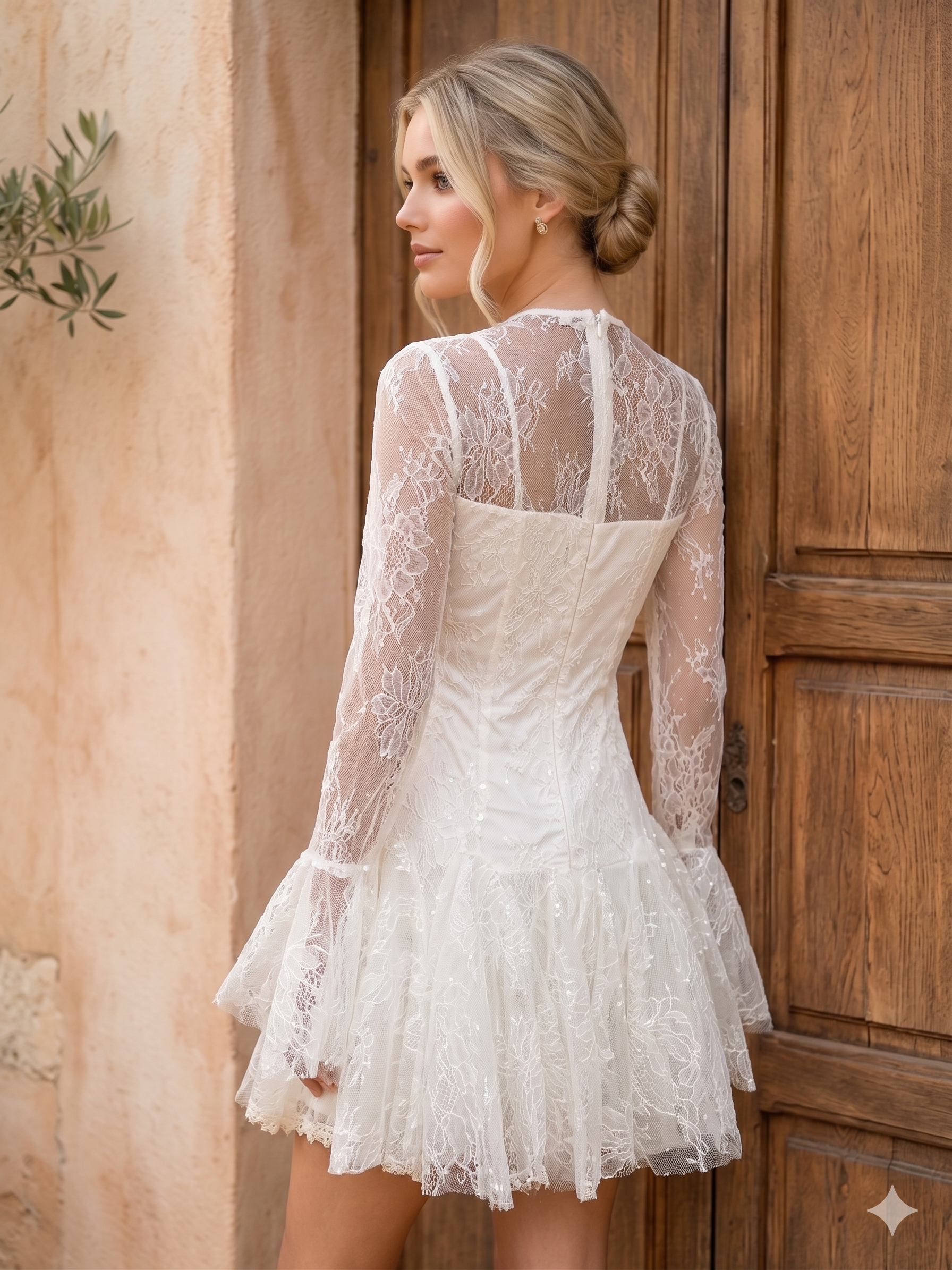 Rochie de ocazie crem din dantela 3