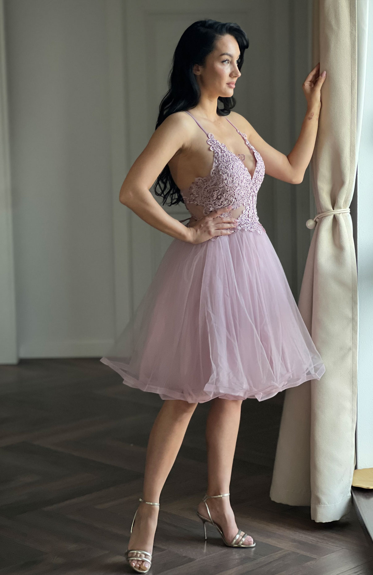 Rochie de ocazie cu dantela si tulle 5