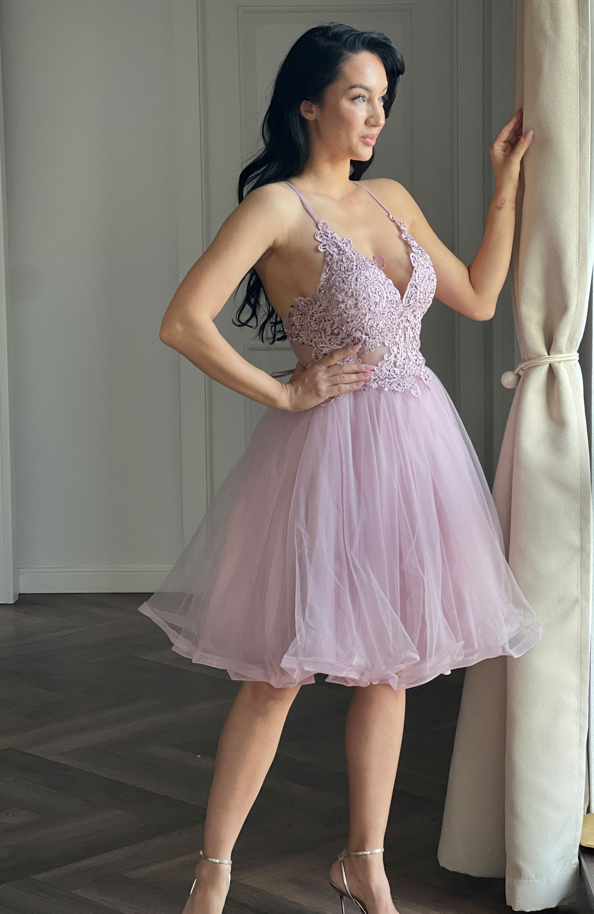 Rochie de ocazie cu dantela si tulle 3