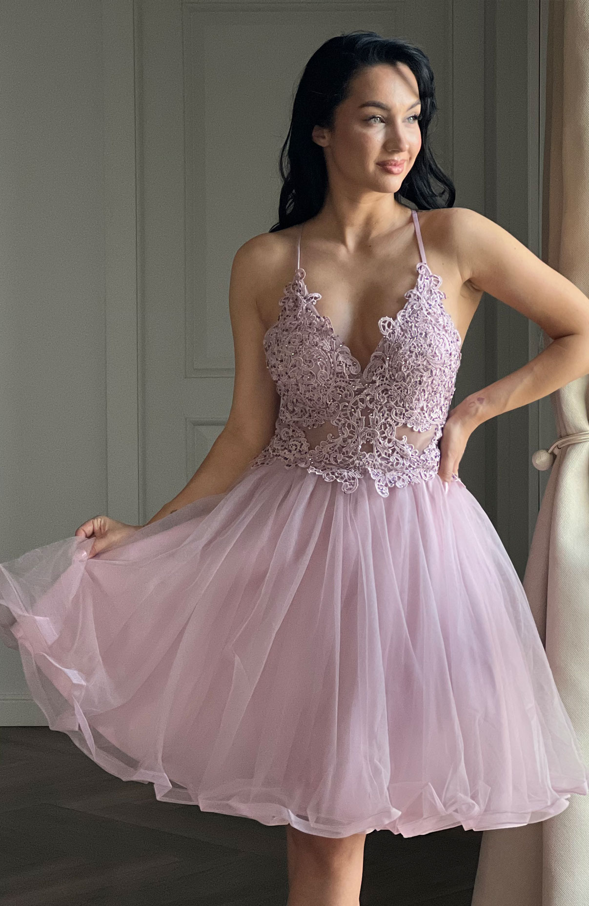 Rochie de ocazie cu dantela si tulle