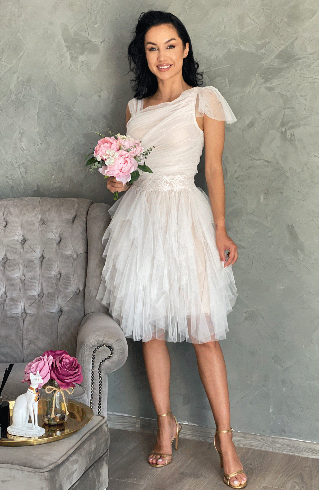 Rochie de ocazie din tull alb 2